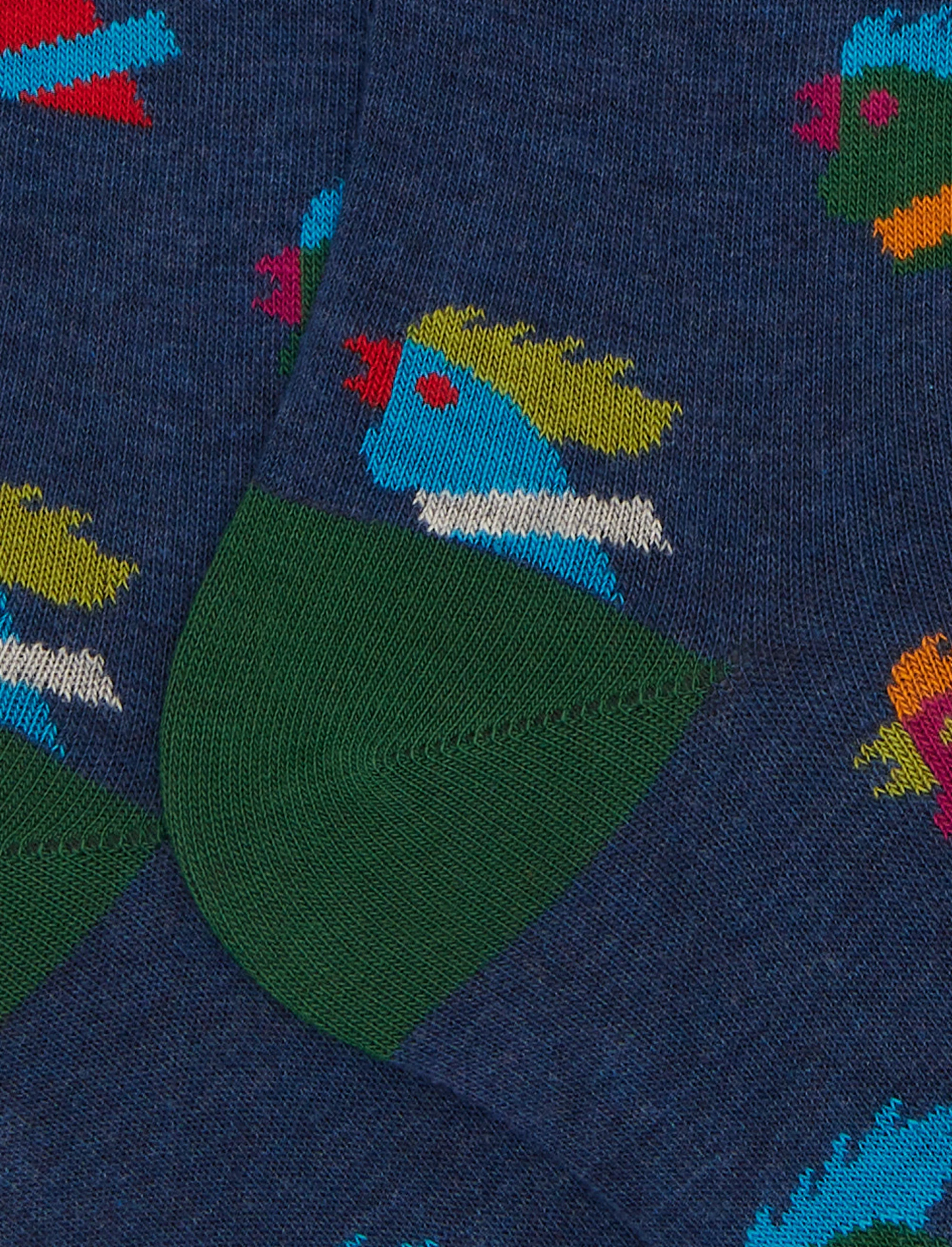 Calze lunghe uomo cotone blu fantasia galli multicolore - Image 2