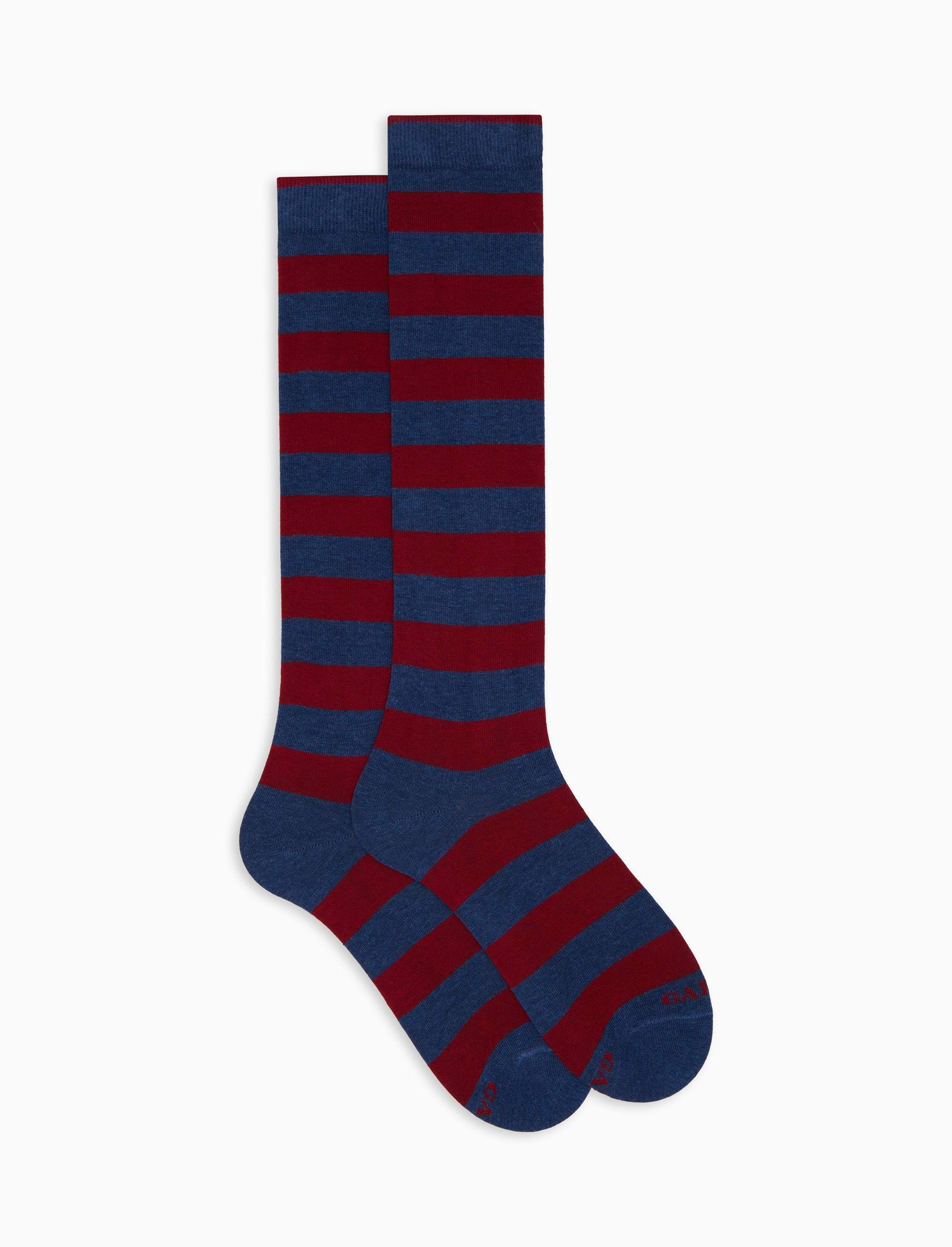 Calze lunghe uomo cotone blu righe bicolore