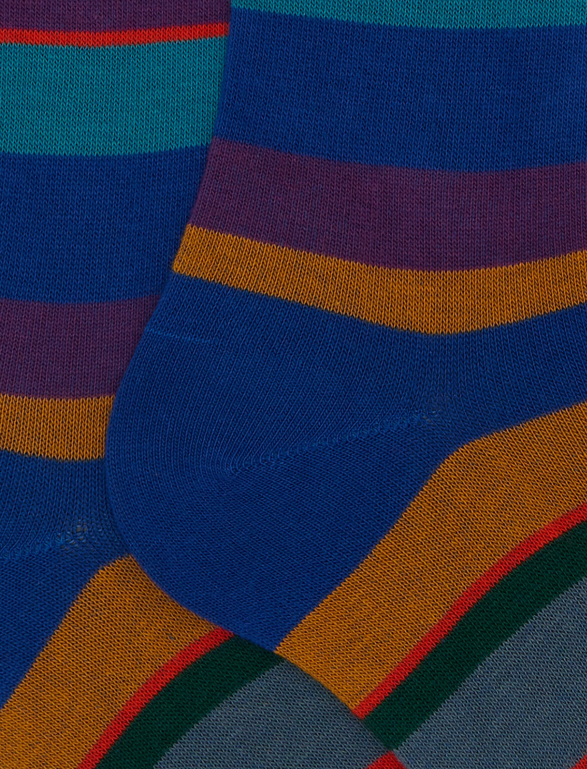 Calze lunghe uomo cotone blu righe multicolor - Image 2