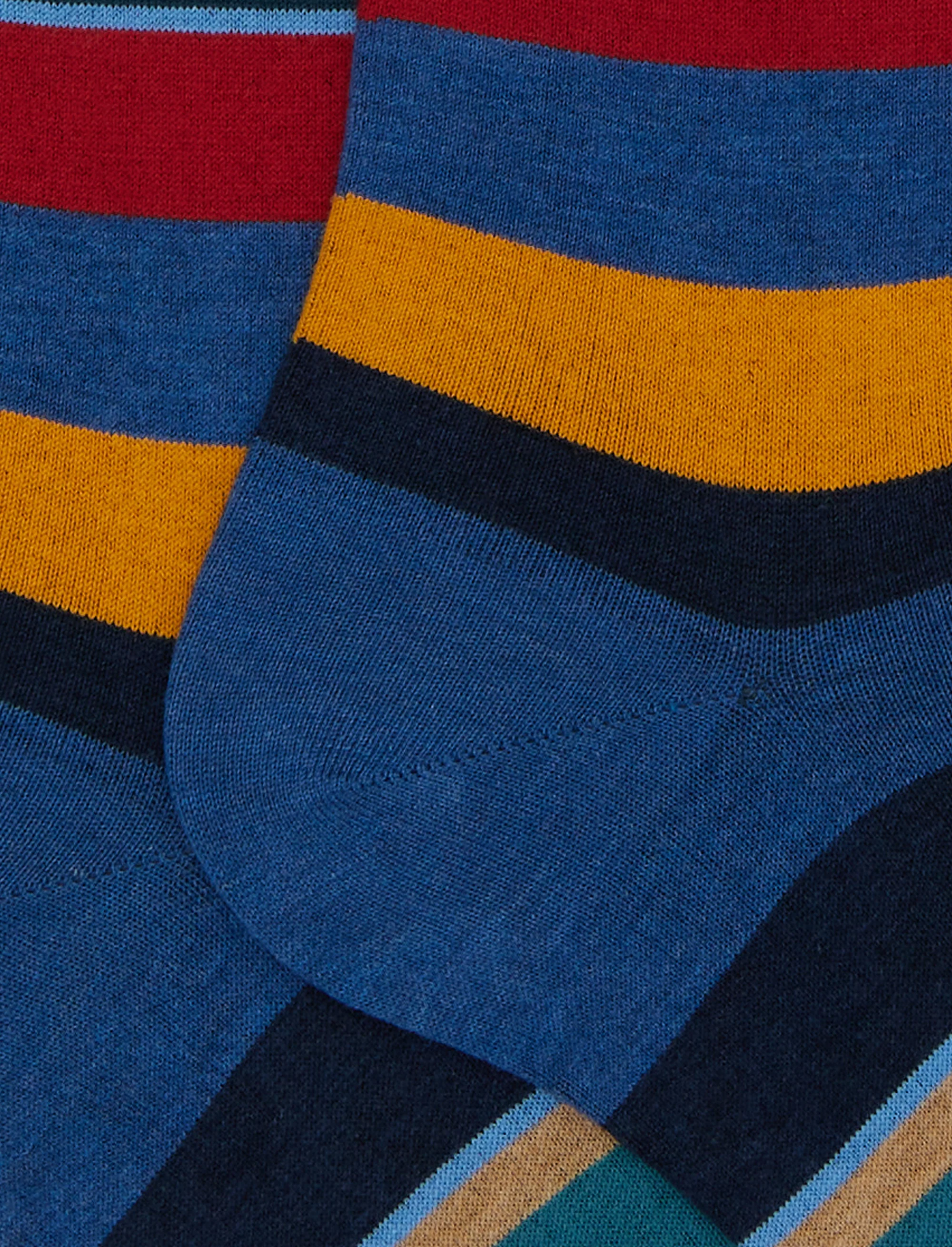 Calze lunghe uomo cotone blu righe multicolor - Image 2