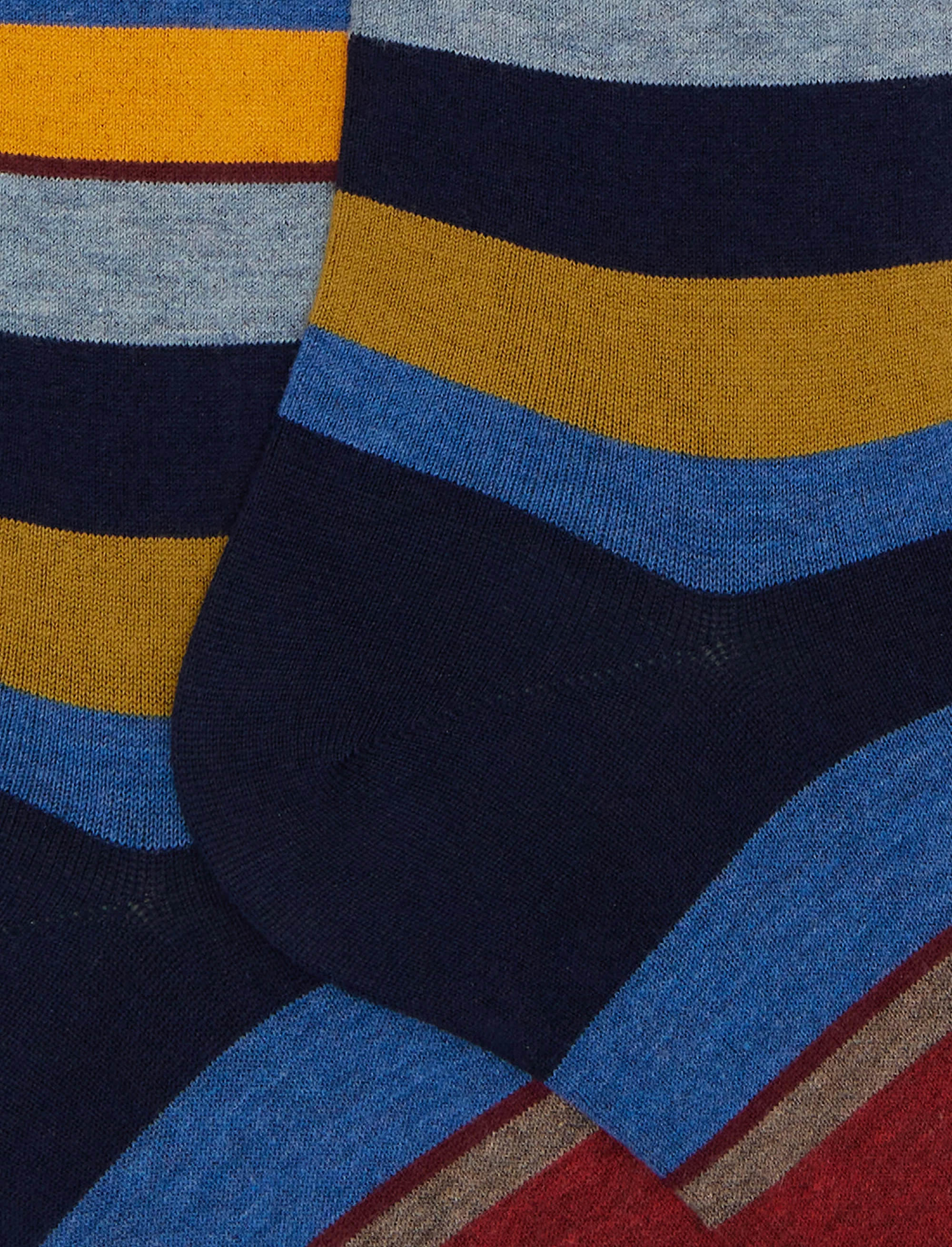 Calze lunghe uomo cotone blu righe multicolor - Image 2