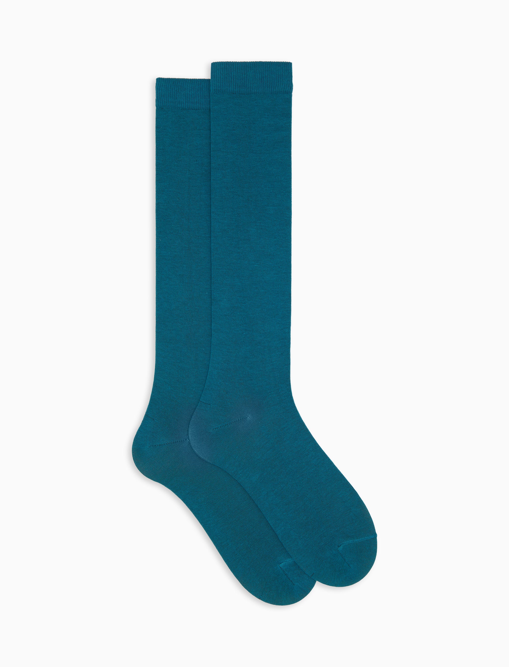 Calze lunghe uomo cotone blu tinta unita
