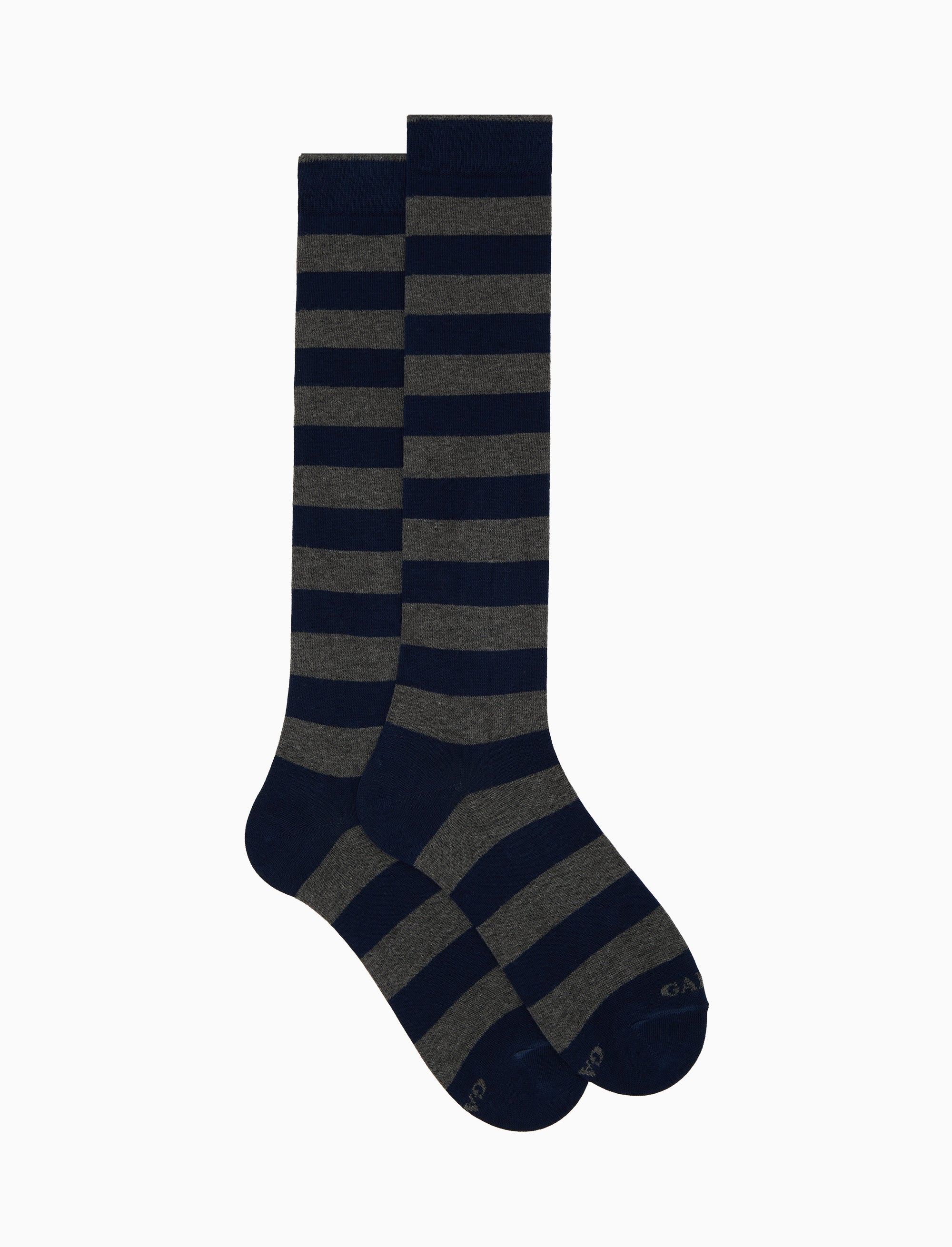 Calze lunghe uomo cotone caldo blu righe bicolore