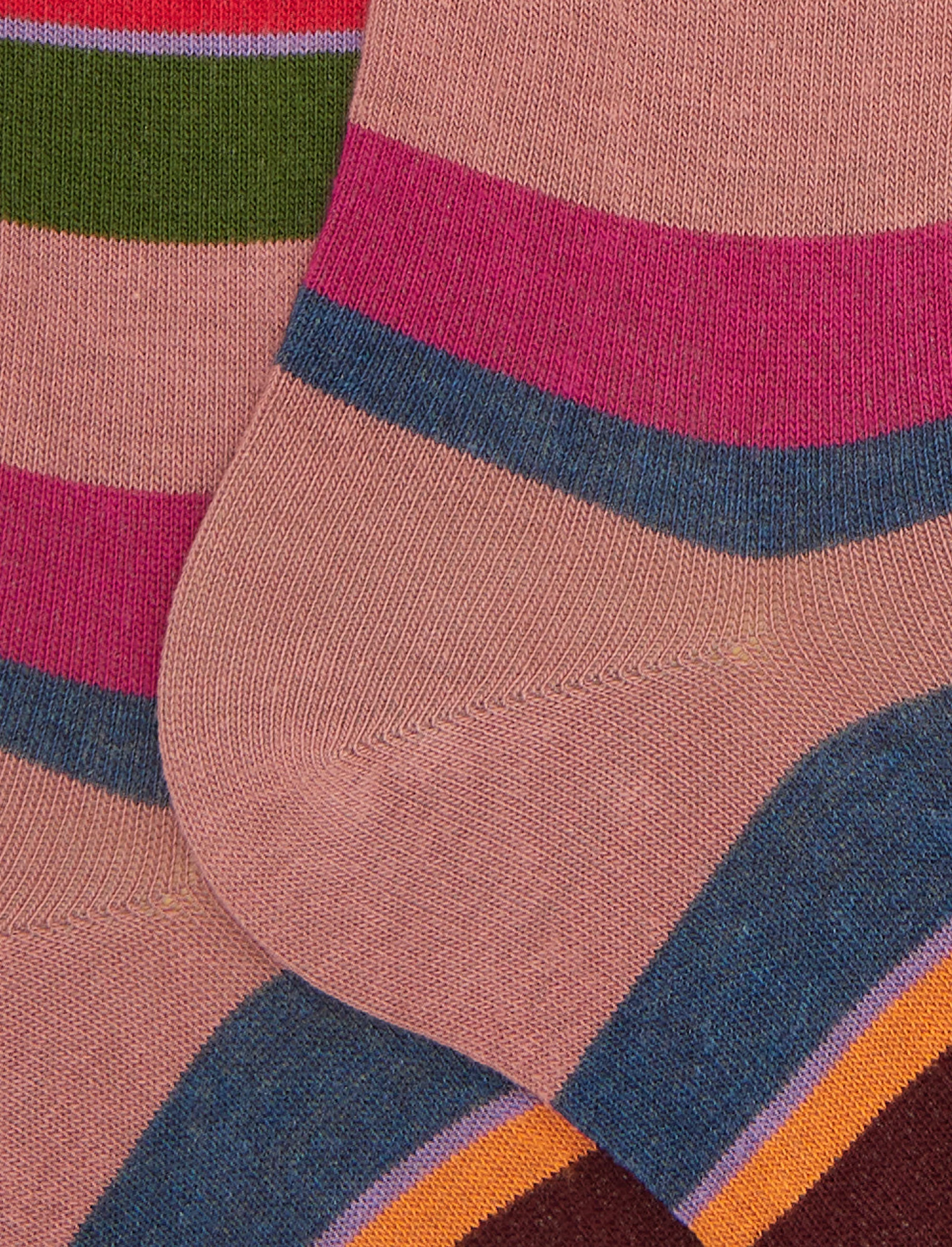 Calze lunghe uomo cotone caldo rosa righe multicolor - Image 2