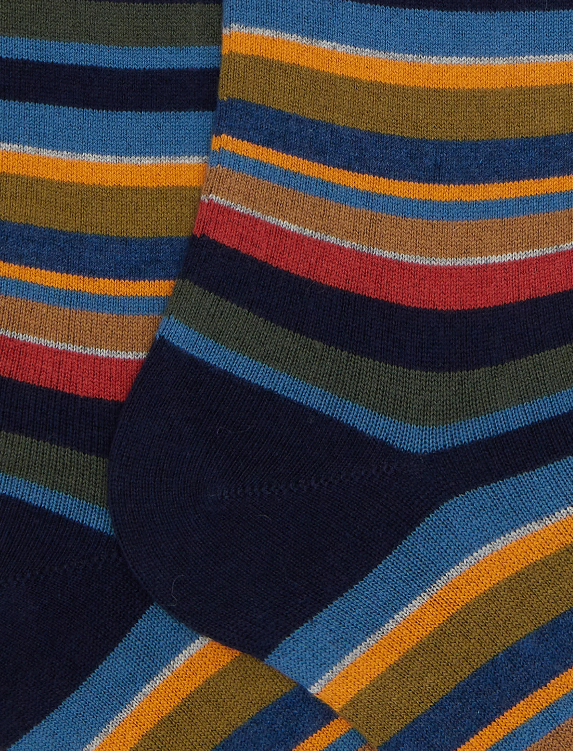 Calze lunghe uomo cotone e cashmere blu righe multicolor micro - Image 2