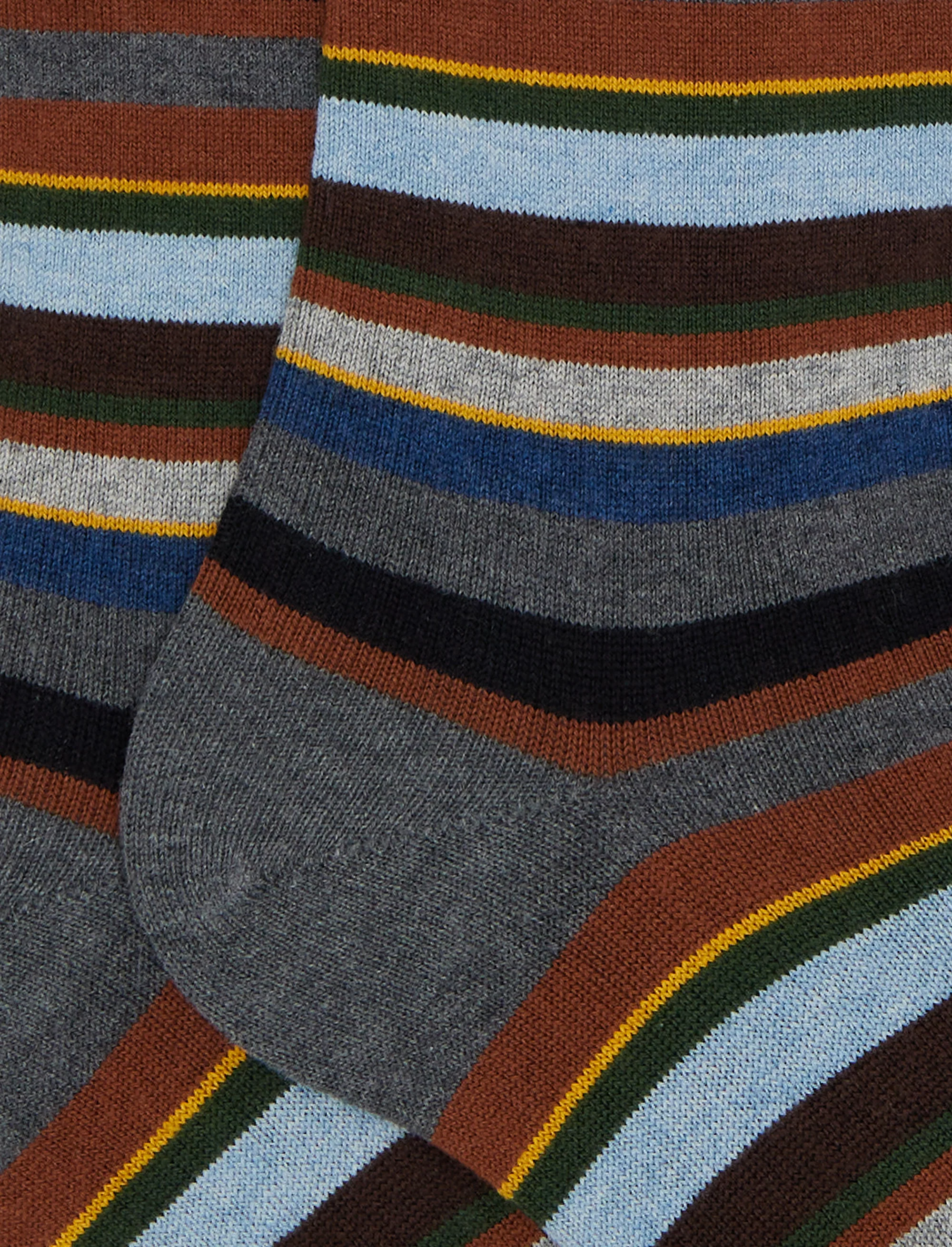 Calze lunghe uomo cotone e cashmere grigio righe multicolor micro - Image 2