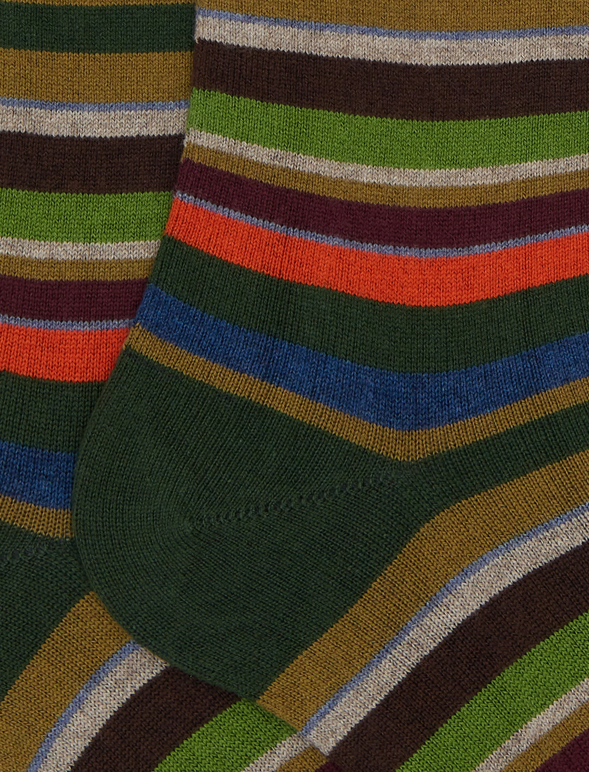 Calze lunghe uomo cotone e cashmere verde righe multicolor micro - Image 2