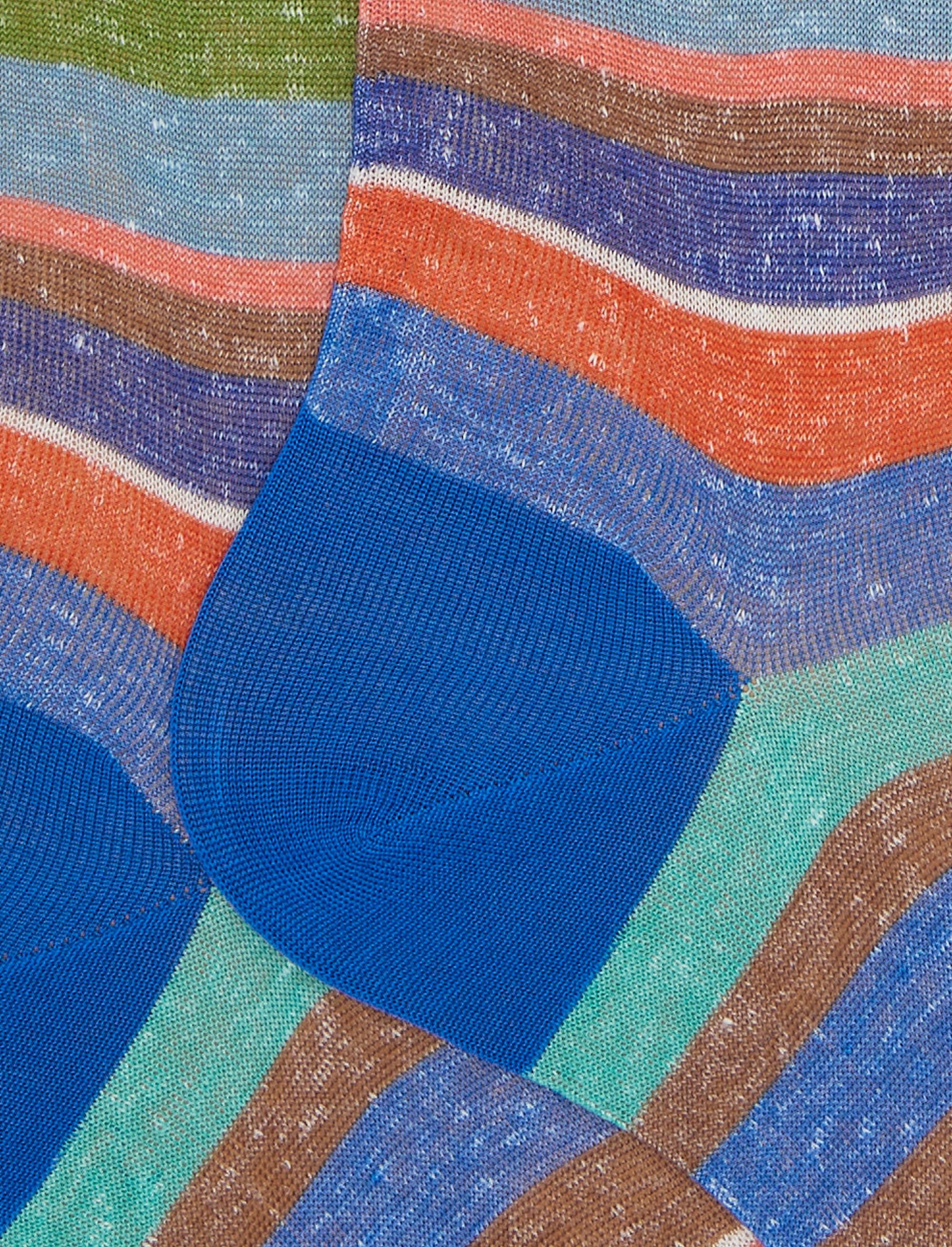 Calze lunghe uomo cotone e lino righe multicolor blu - Image 2