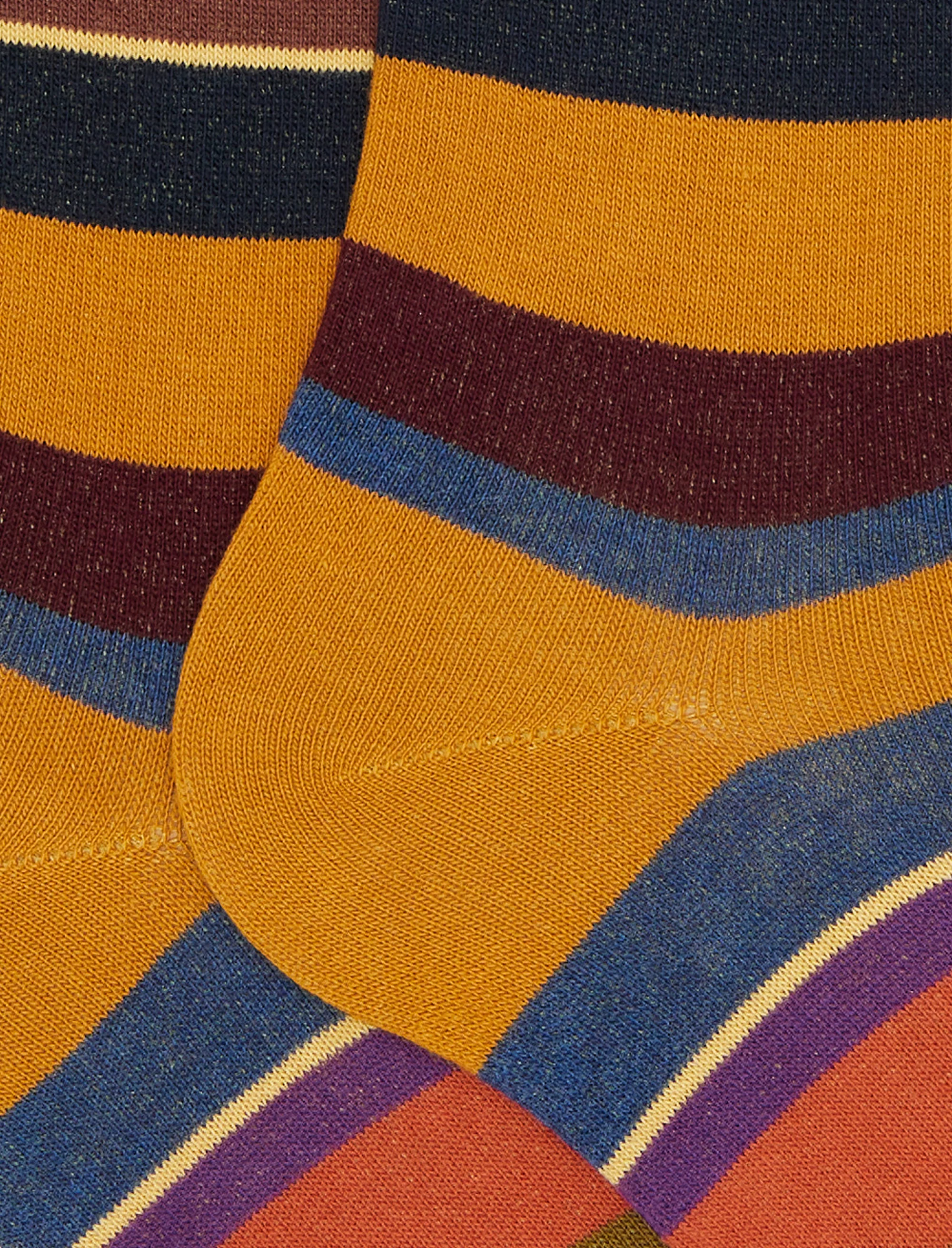 Calze lunghe uomo cotone giallo righe multicolor - Image 2