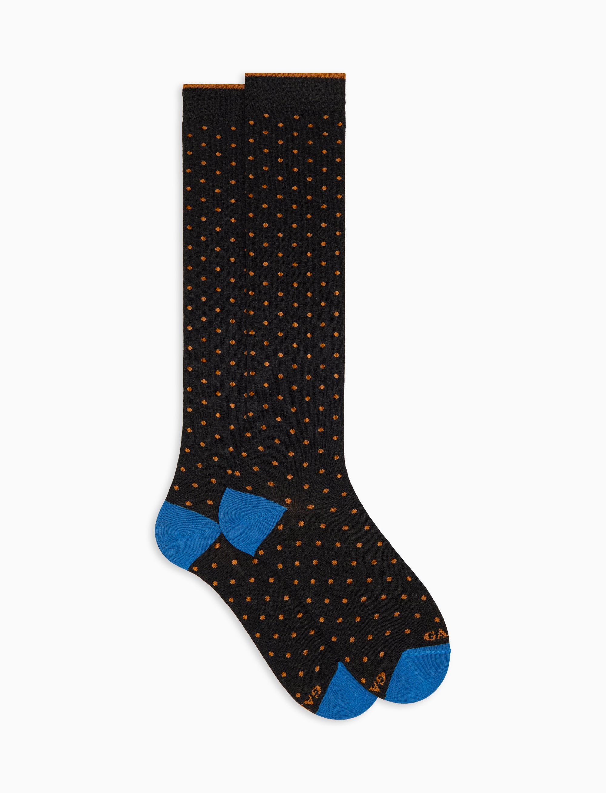 Calze lunghe uomo cotone grigio fantasia pois