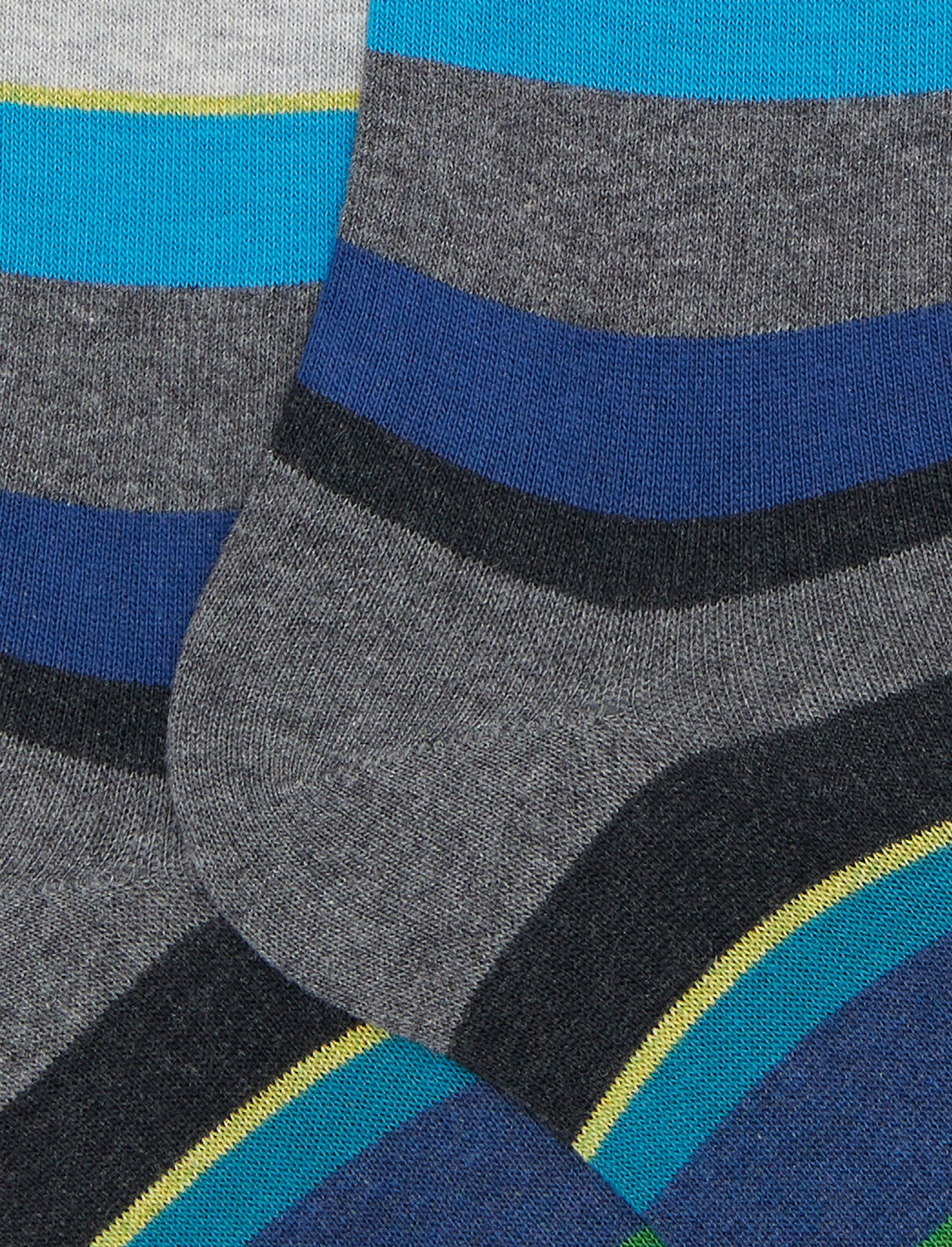 Calze lunghe uomo cotone grigio righe multicolor - Image 2