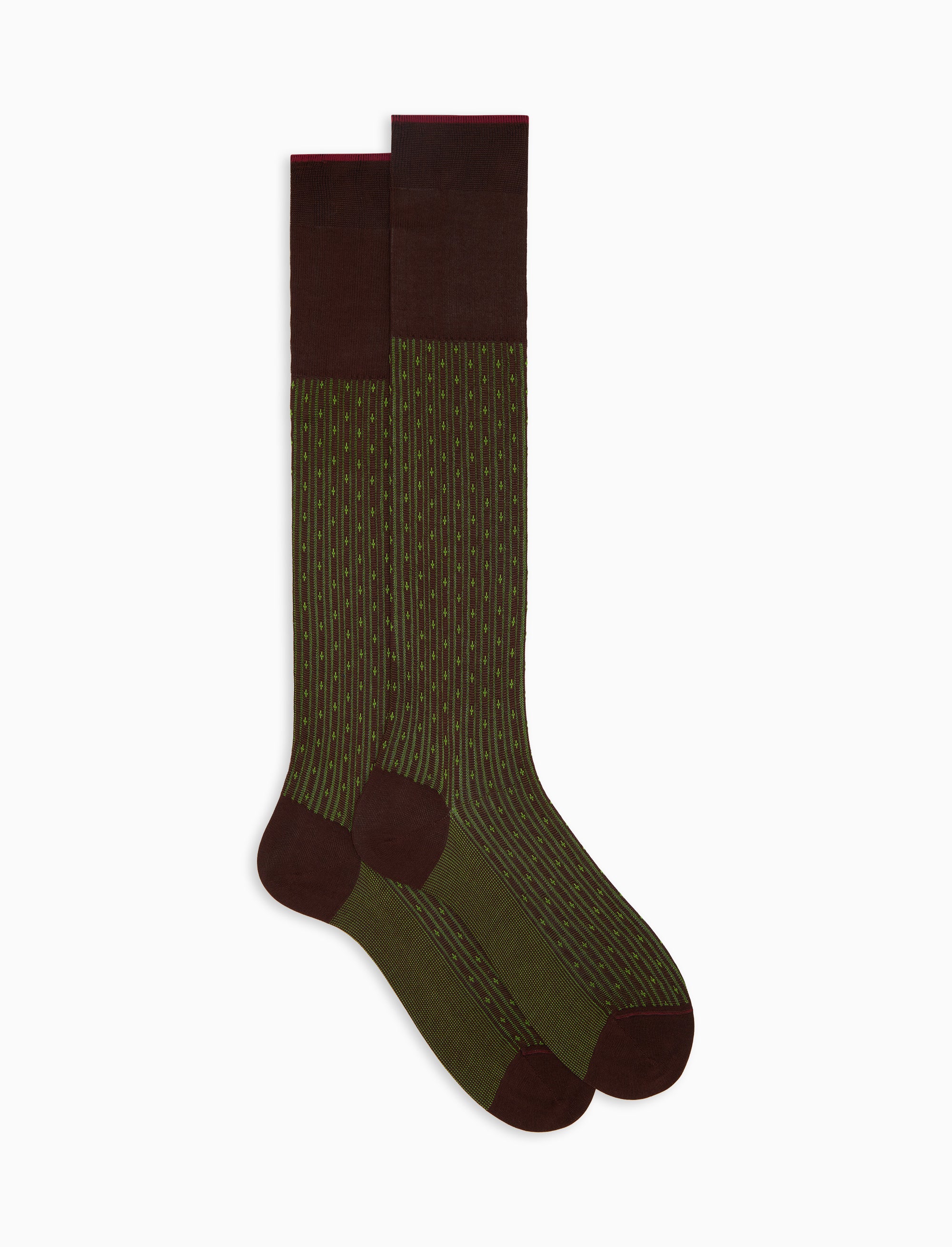 Calze lunghe uomo cotone marrone fantasia giglio