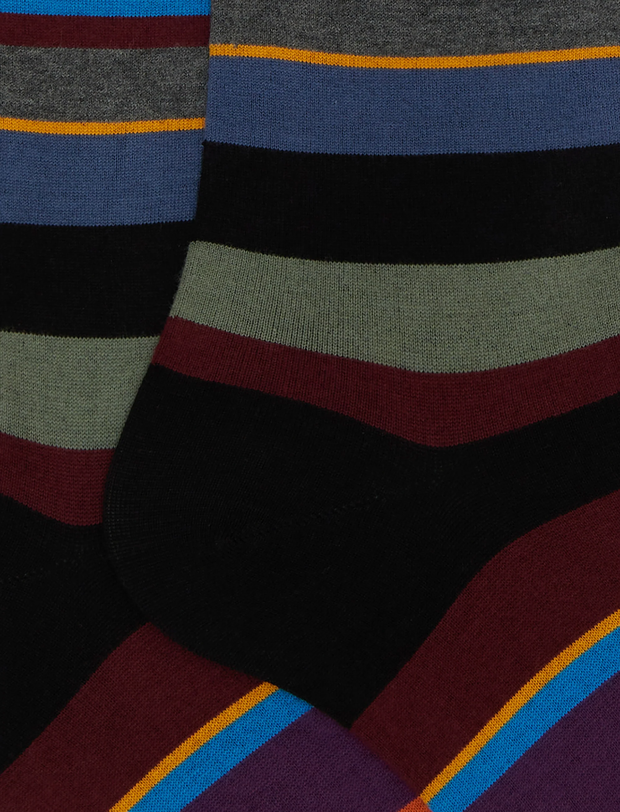 Calze lunghe uomo cotone nero righe multicolor - Image 2