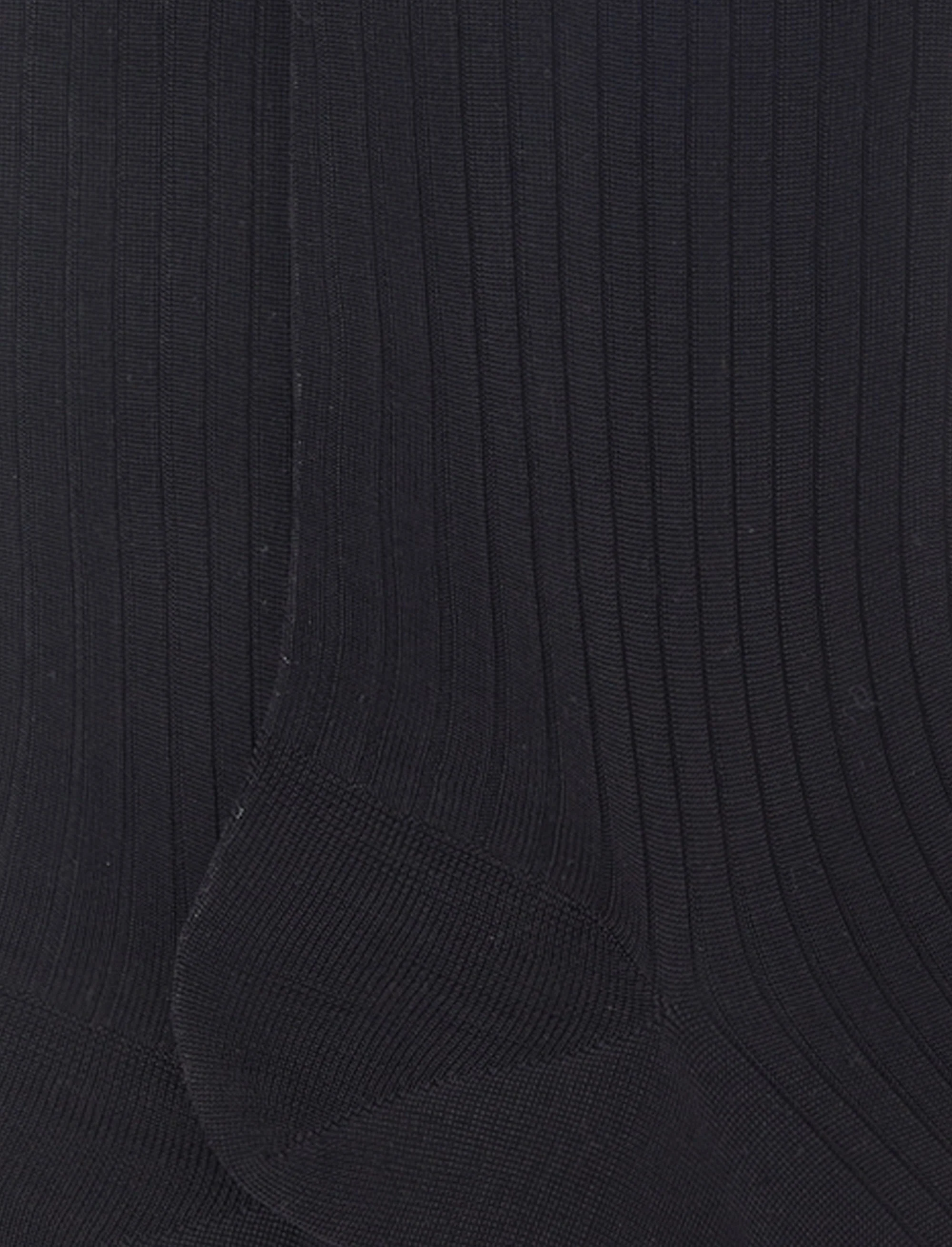 Calze lunghe uomo cotone nero tinta unita a coste - Image 3