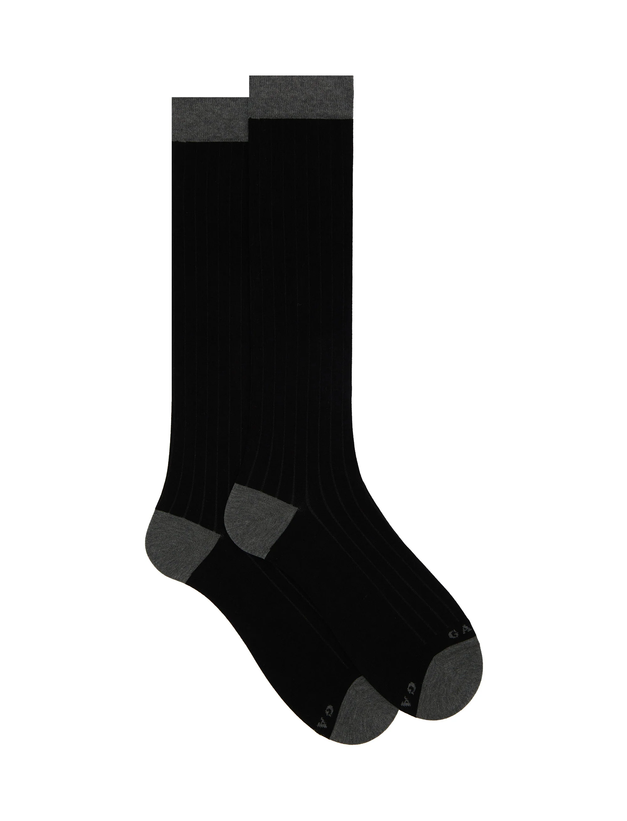 Calze lunghe uomo cotone nero tinta unita con contrasti - Image 3