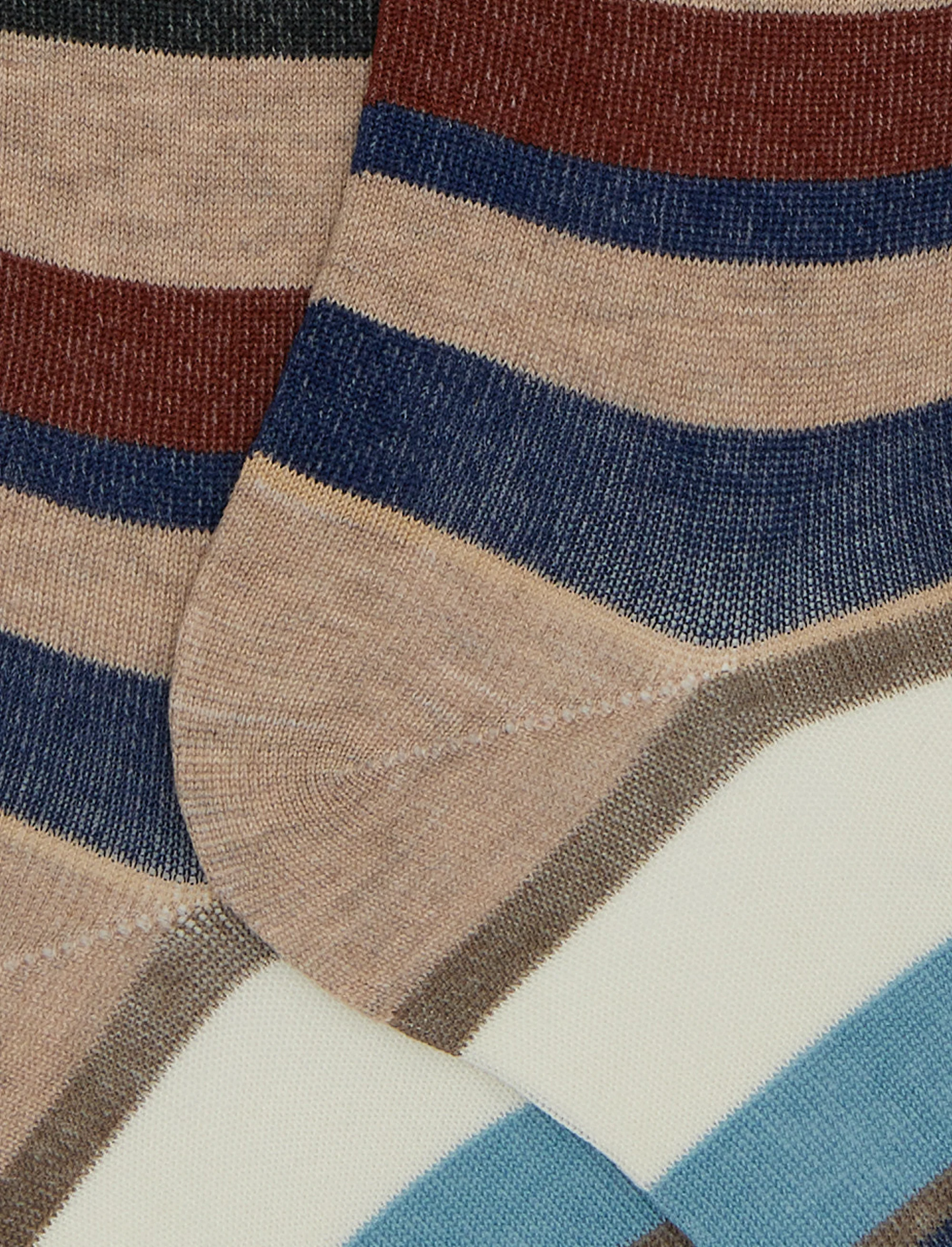 Calze lunghe uomo cotone righe multicolor beige - Image 2