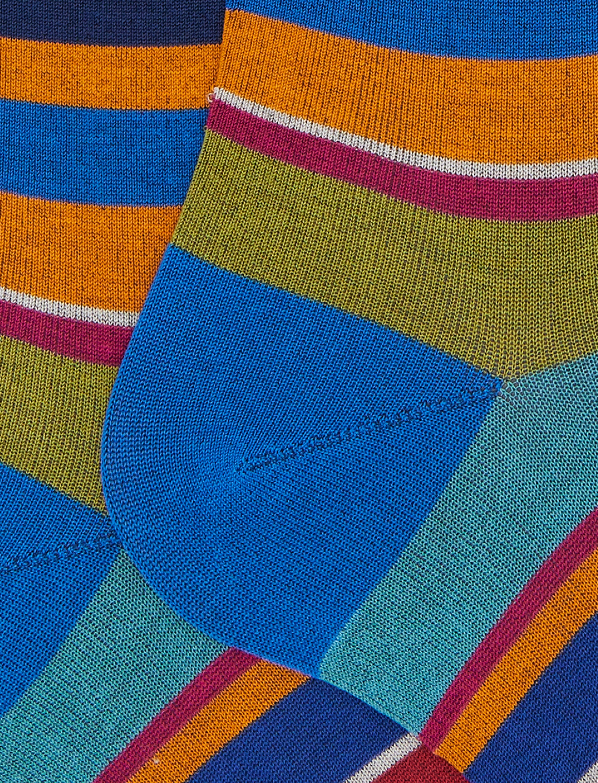 Calze lunghe uomo cotone righe multicolor blu - Image 2
