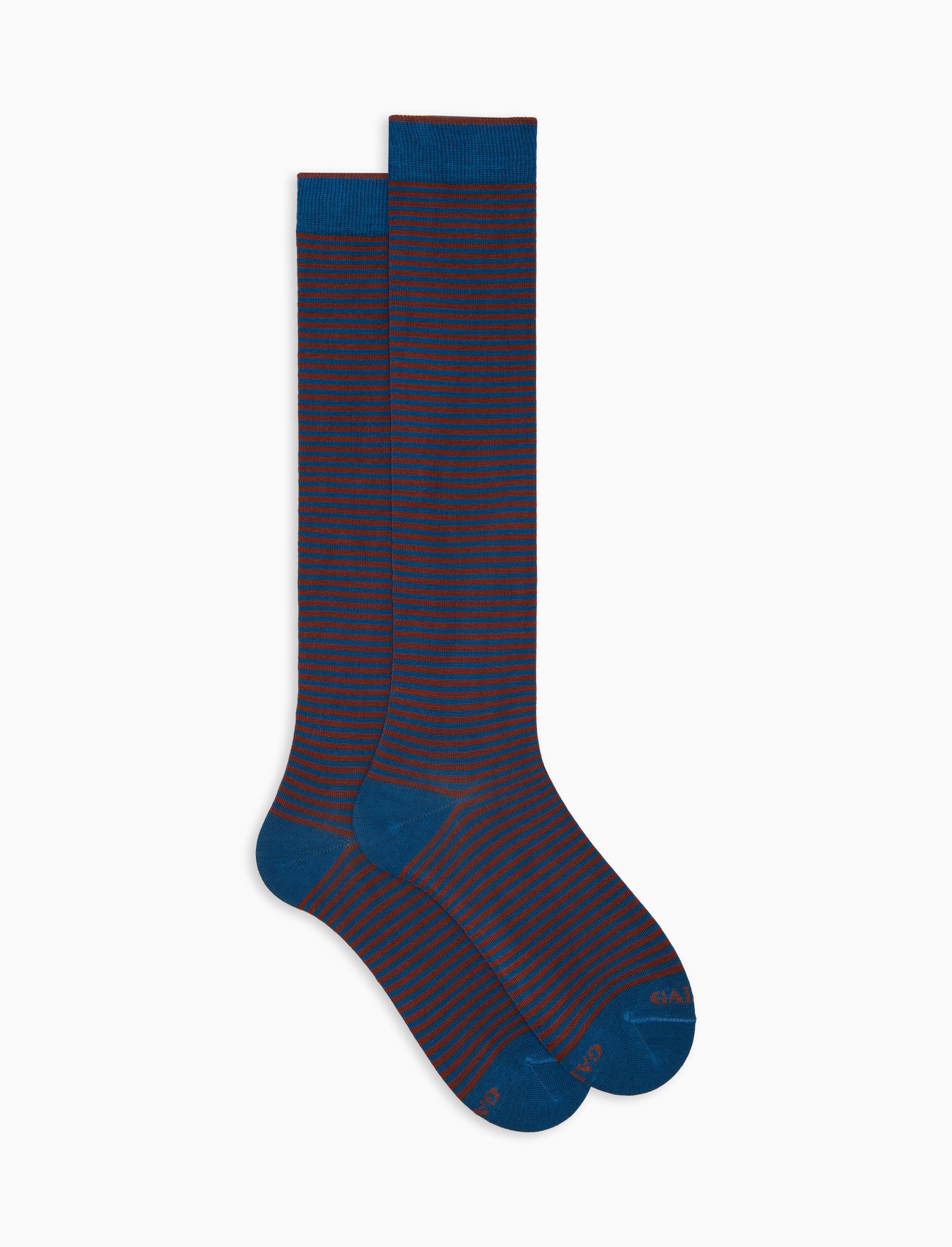 Calze lunghe uomo cotone leggero righe windsor blu