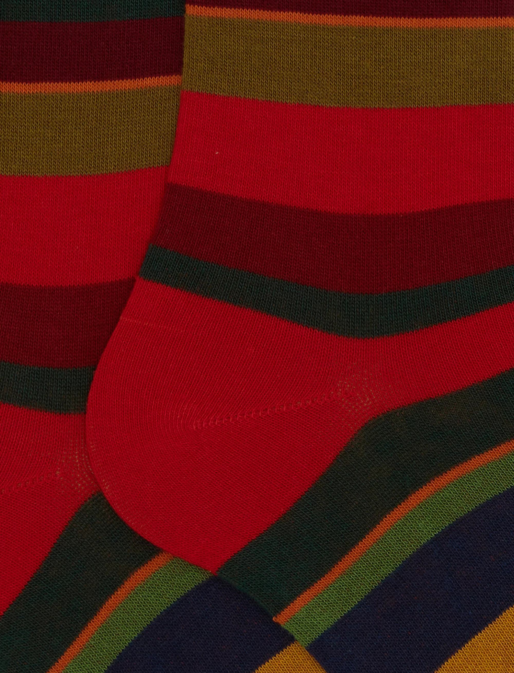 Calze lunghe uomo cotone rosso righe multicolor - Image 2