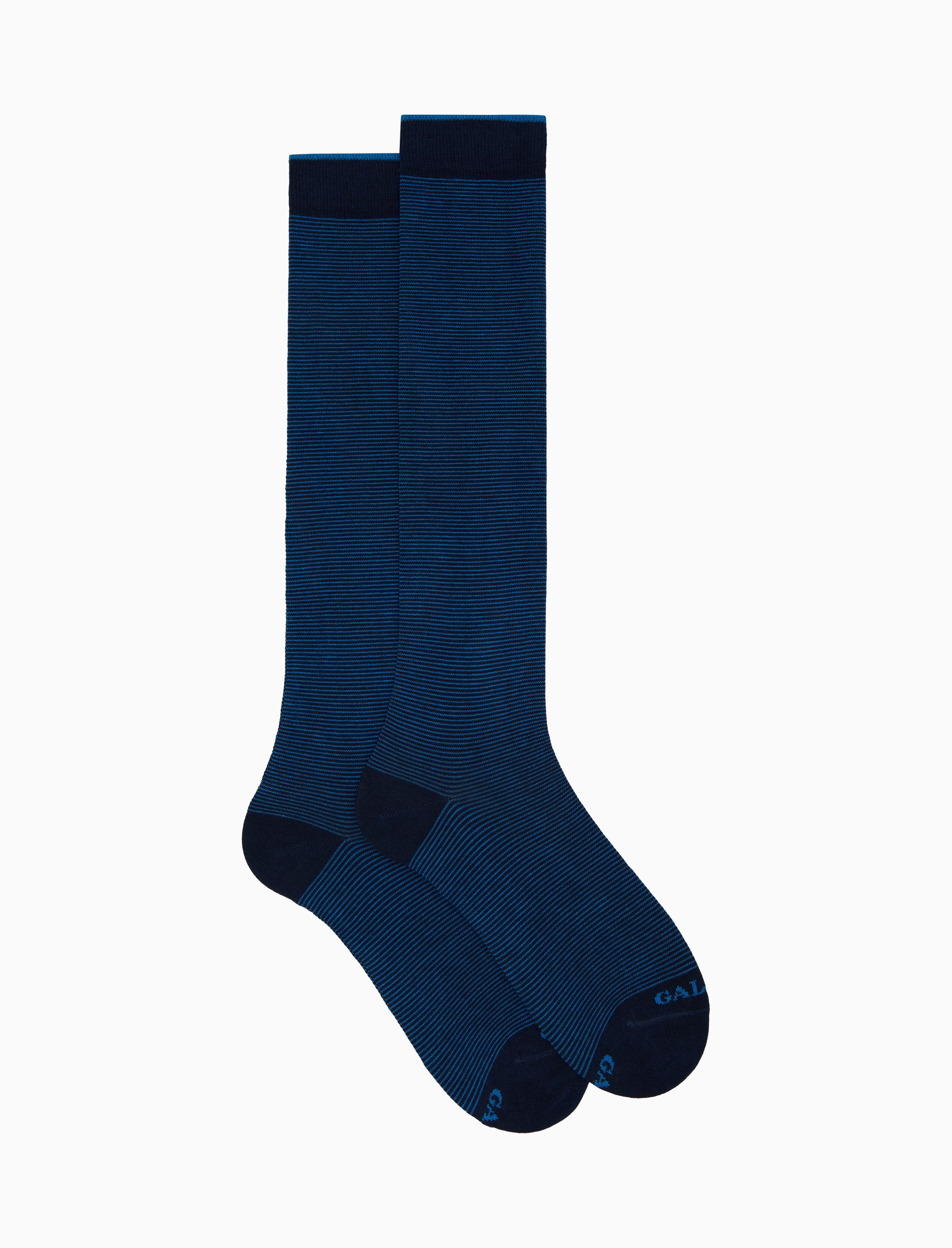 Calze lunghe uomo cotone royal/egeo righine bicolore - Image 2