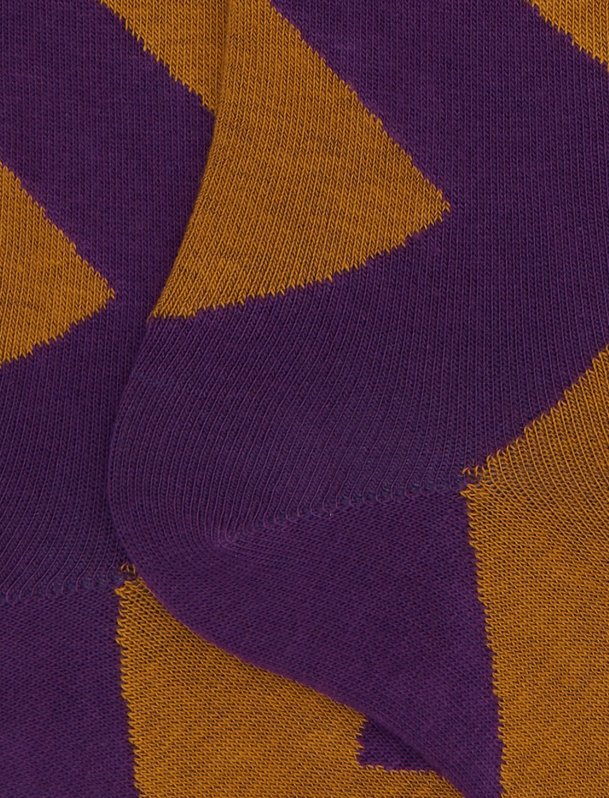 Calze lunghe uomo cotone viola fantasia maxi rombo - Image 2