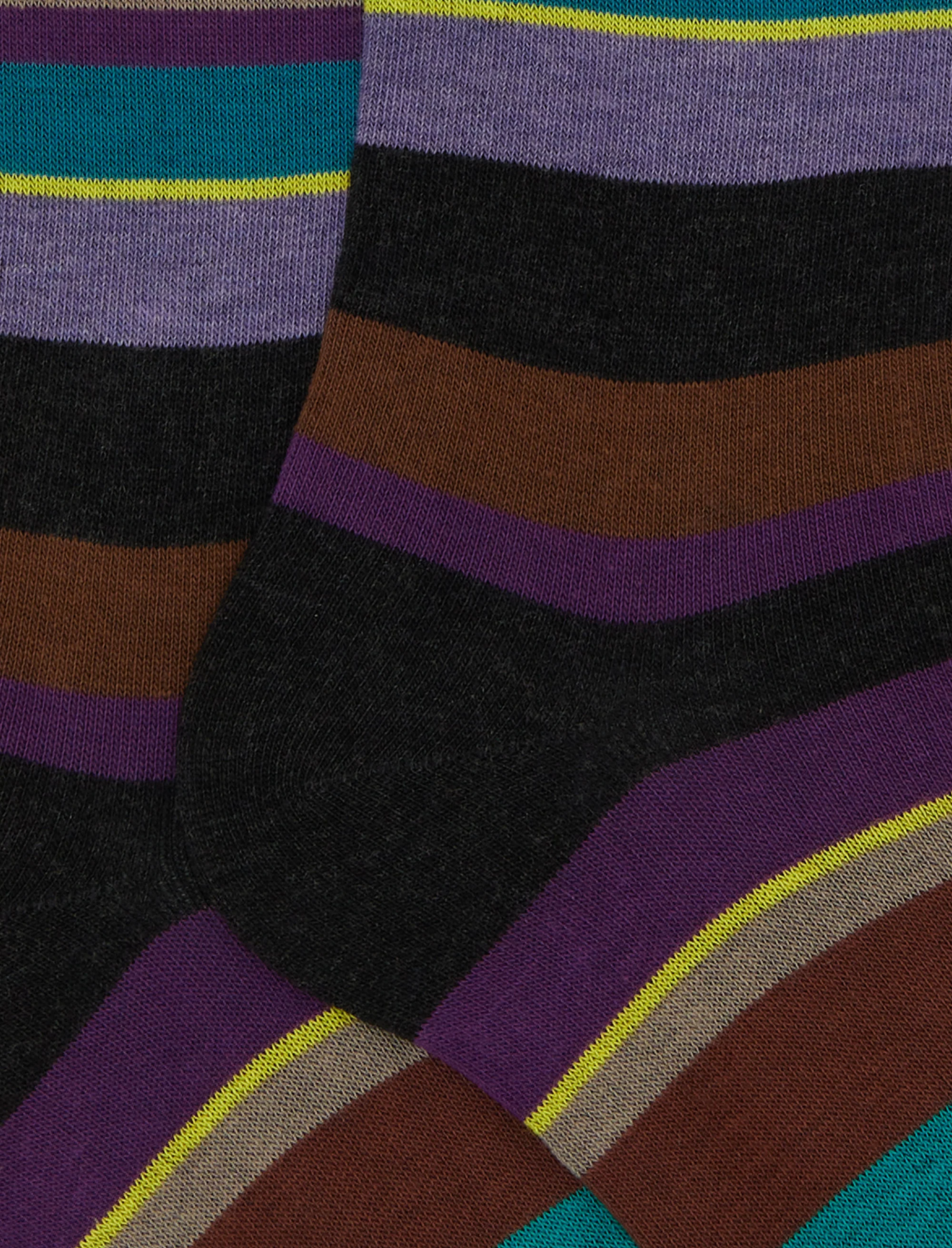 Calze lunghe uomo cotone viola righe multicolor - Image 2