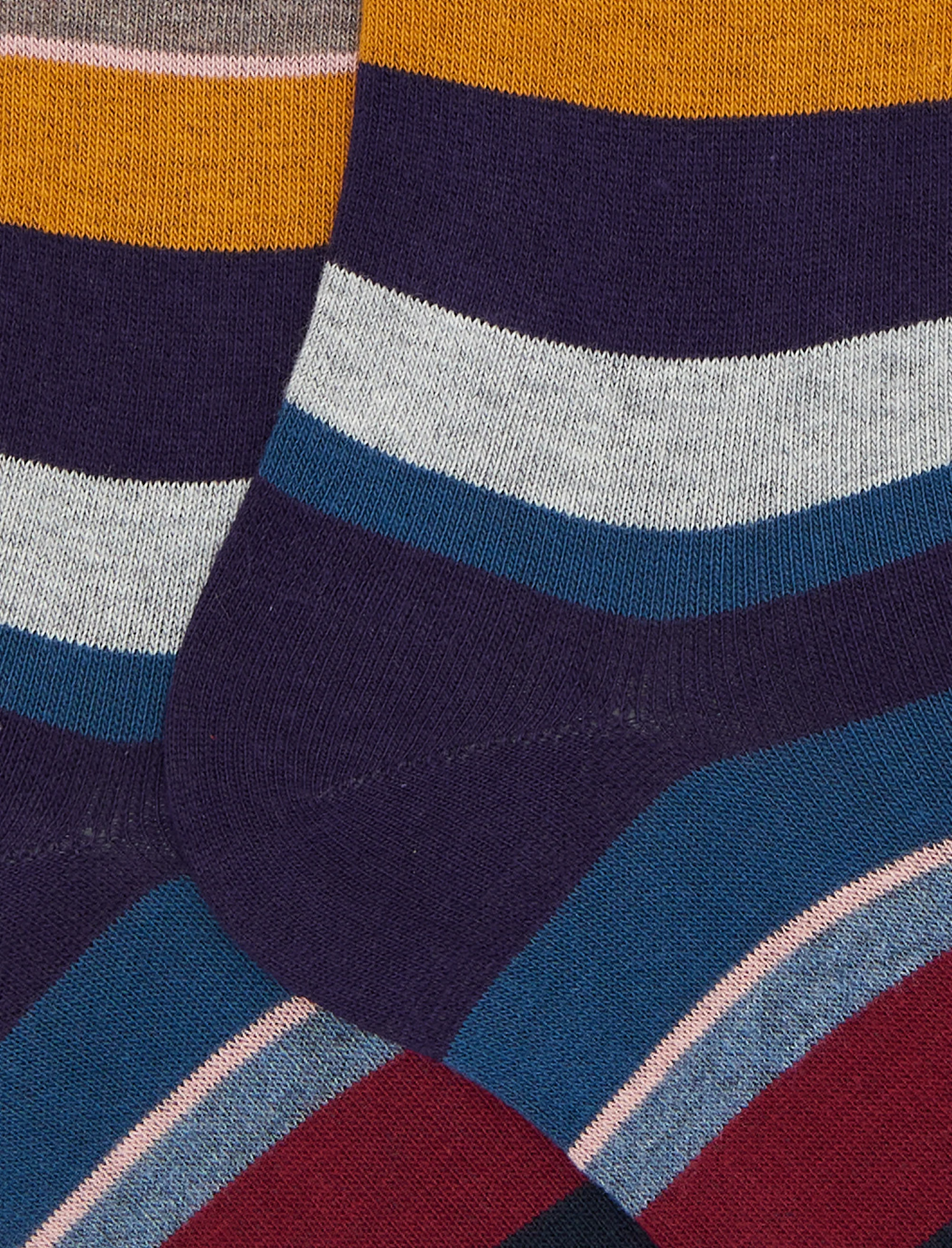 Calze lunghe uomo cotone viola righe multicolor - Image 2