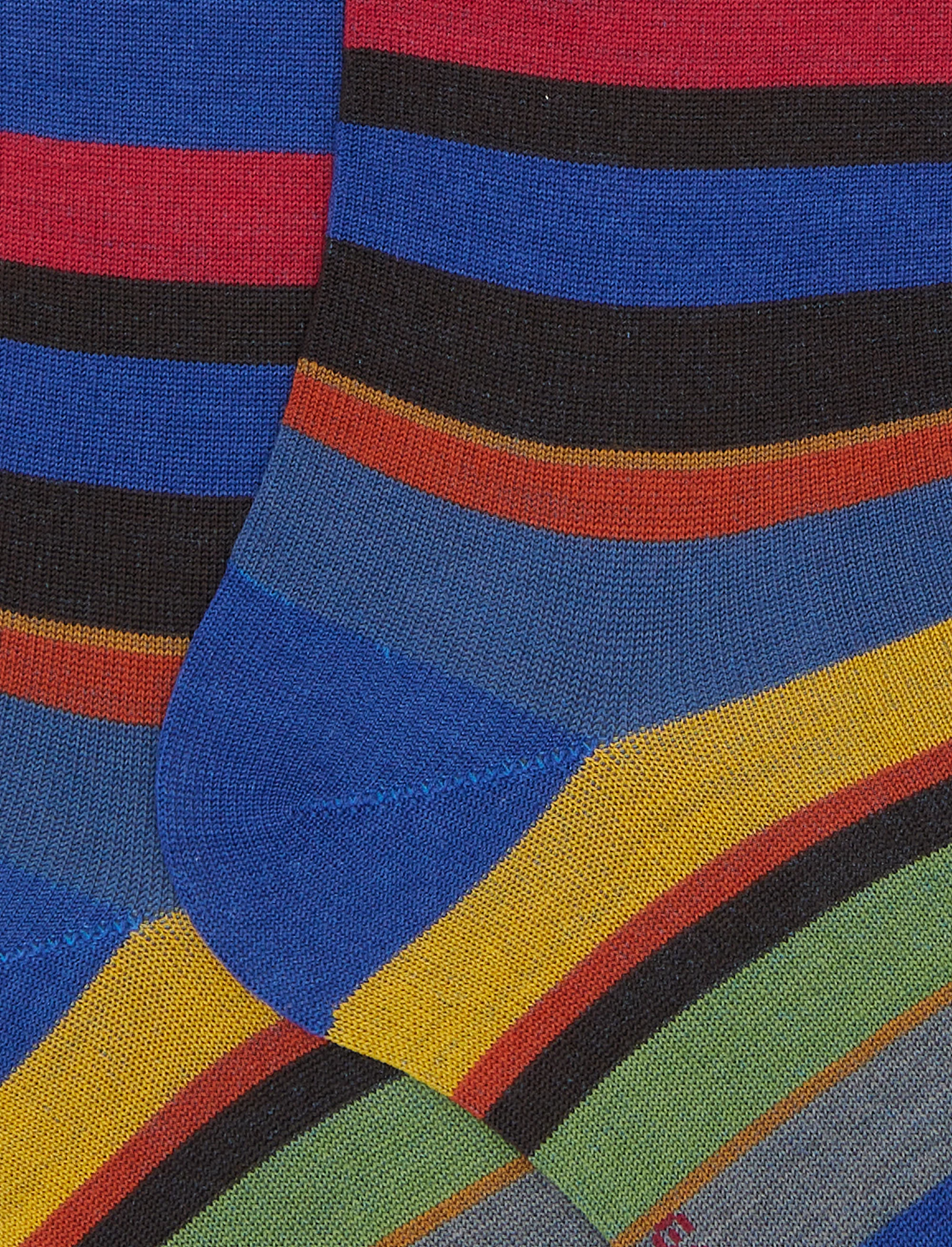 Calze lunghe uomo lana blu righe multicolor - Image 2