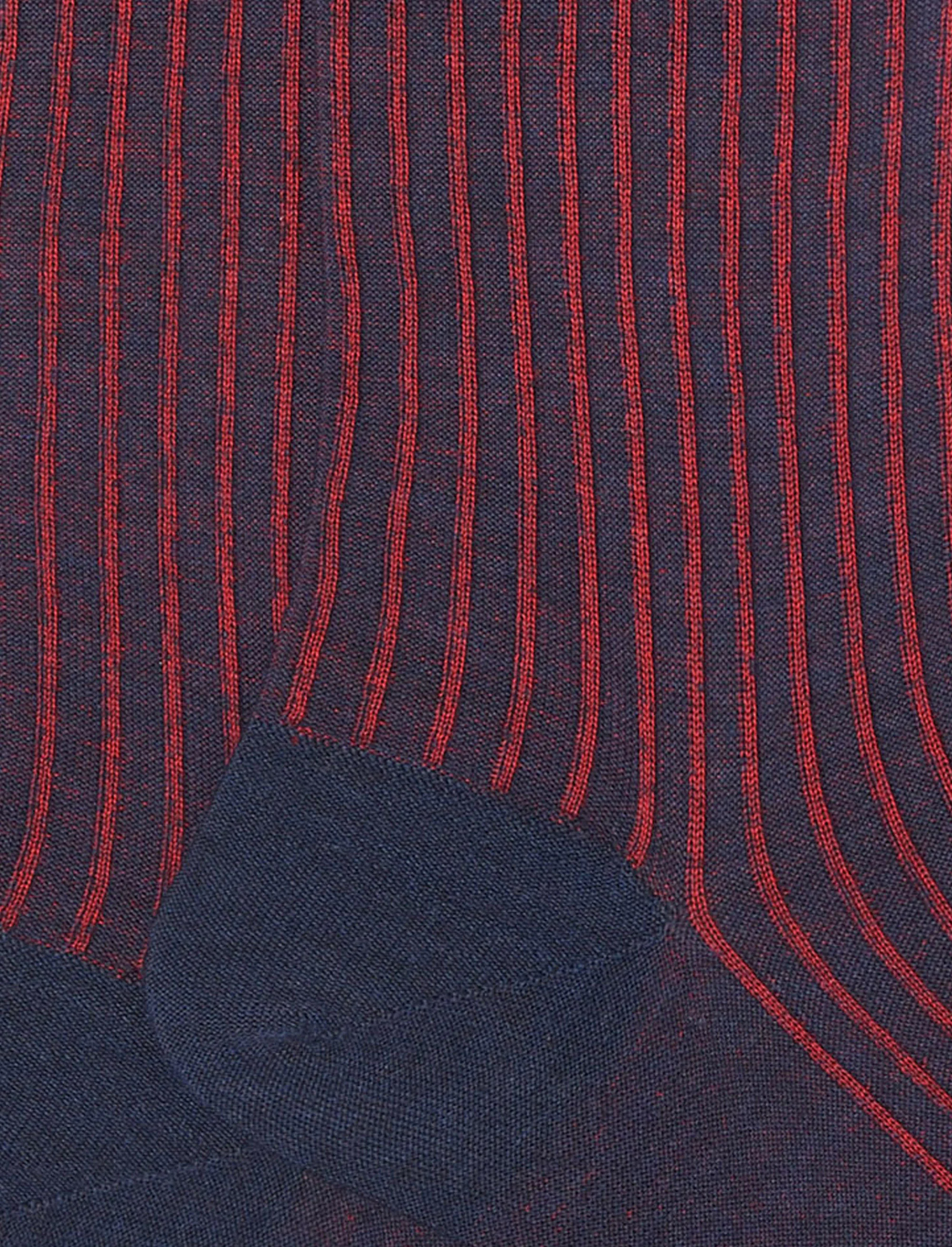 Calze lunghe uomo lana e cotone blu mélange/papavero twin rib - Image 3