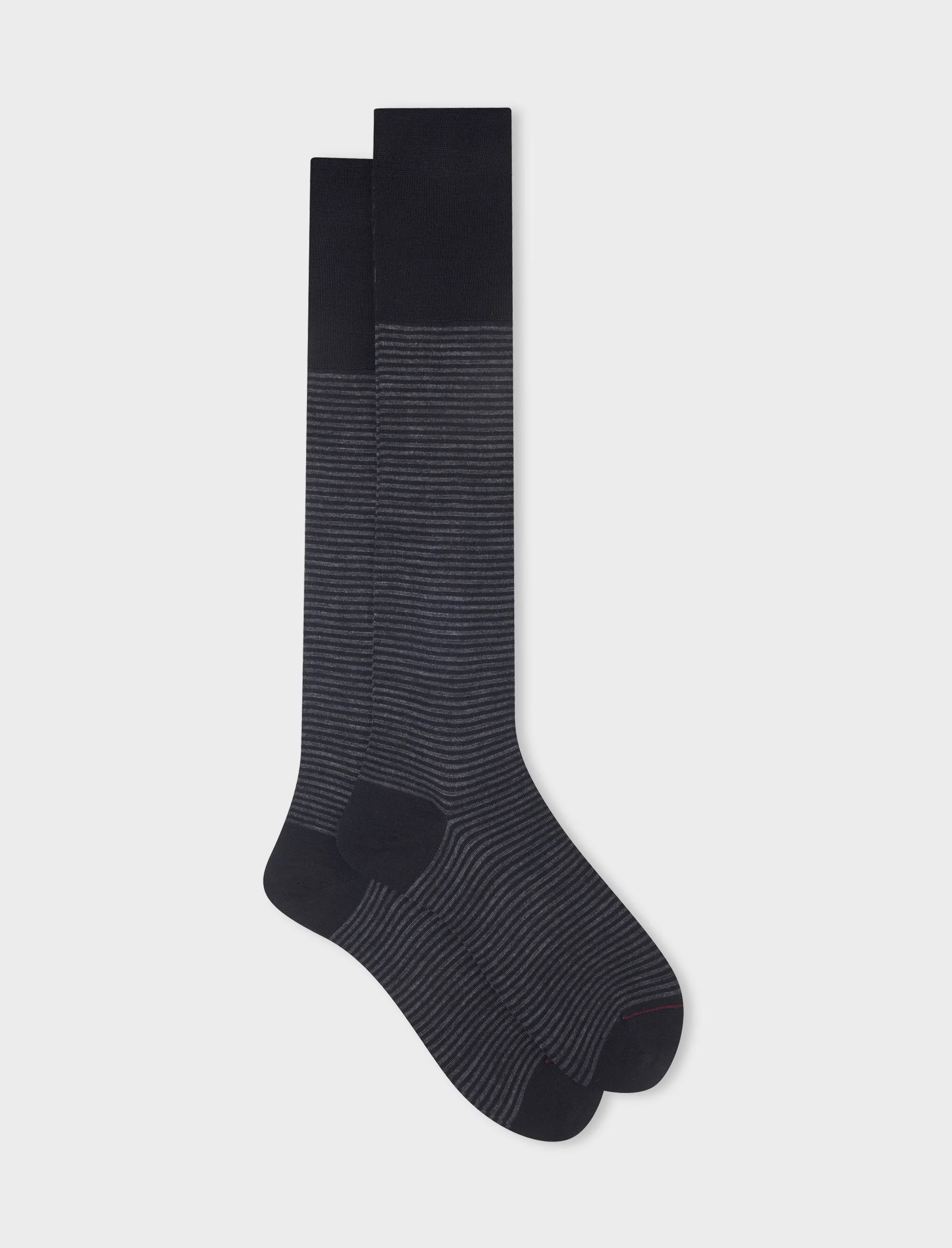 Calze lunghe uomo lana e cotone nero righe windsor