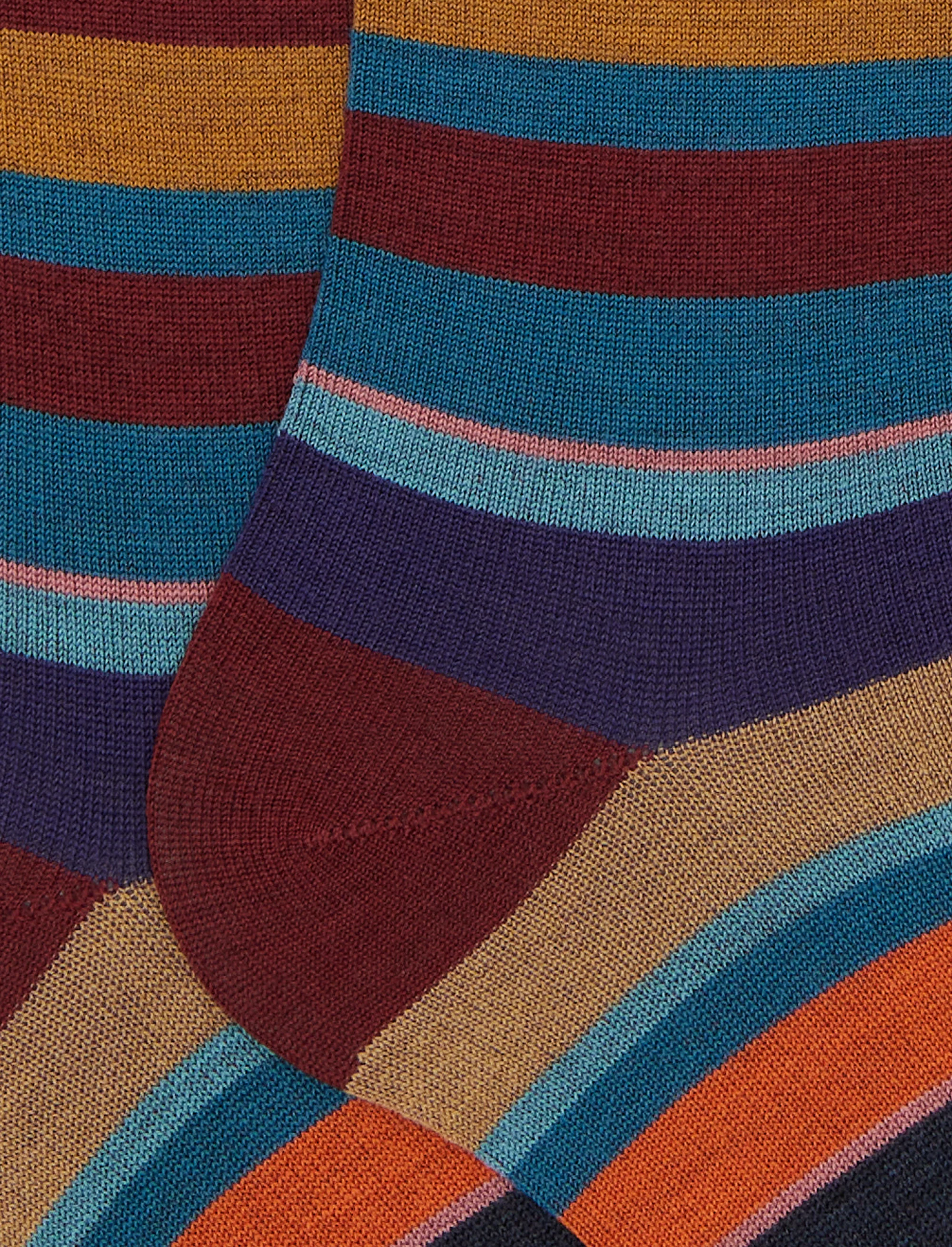 Calze lunghe uomo lana rosso righe multicolor - Image 2