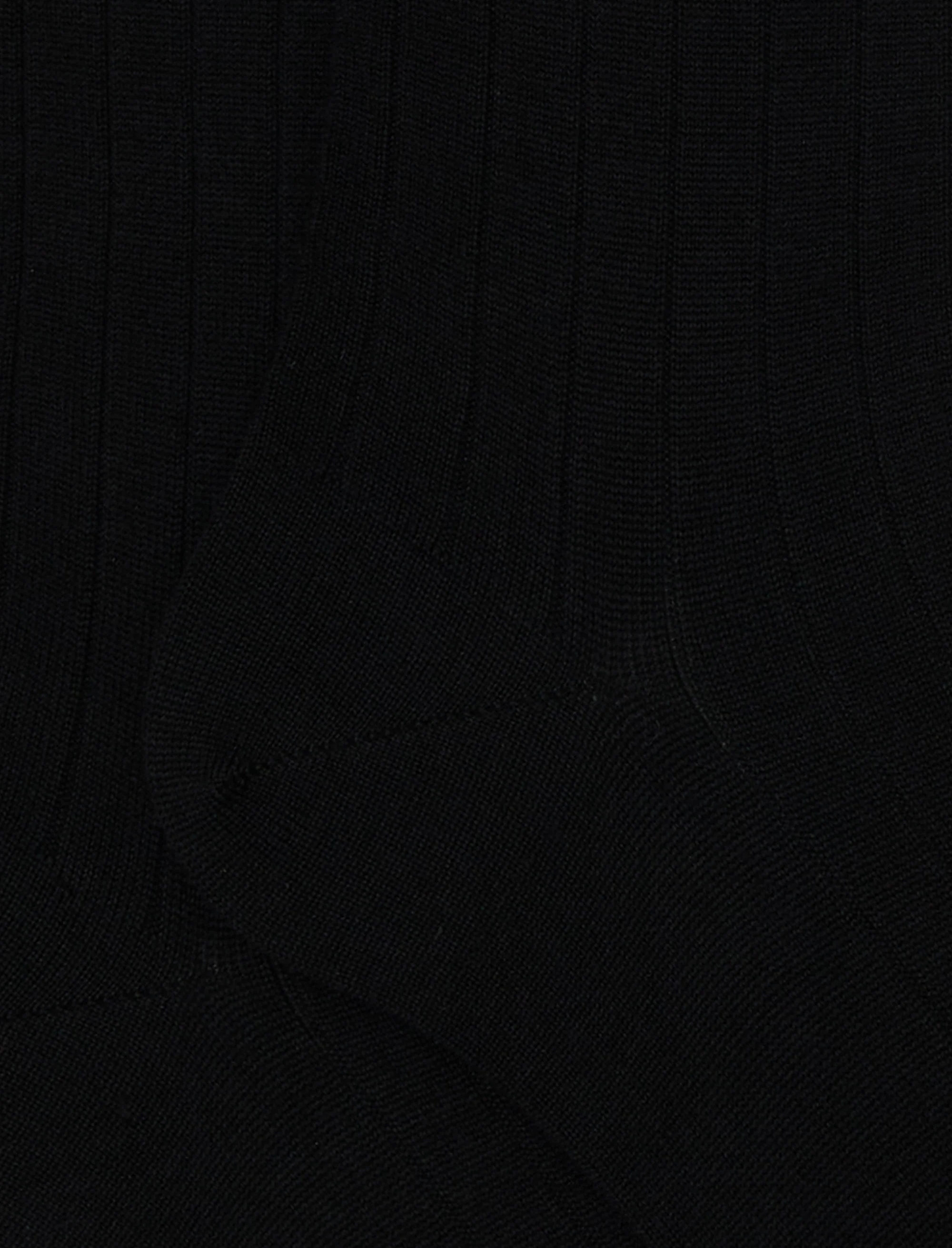 Calze lunghe uomo lana, seta e cashmere nero tinta unita a coste - Image 4