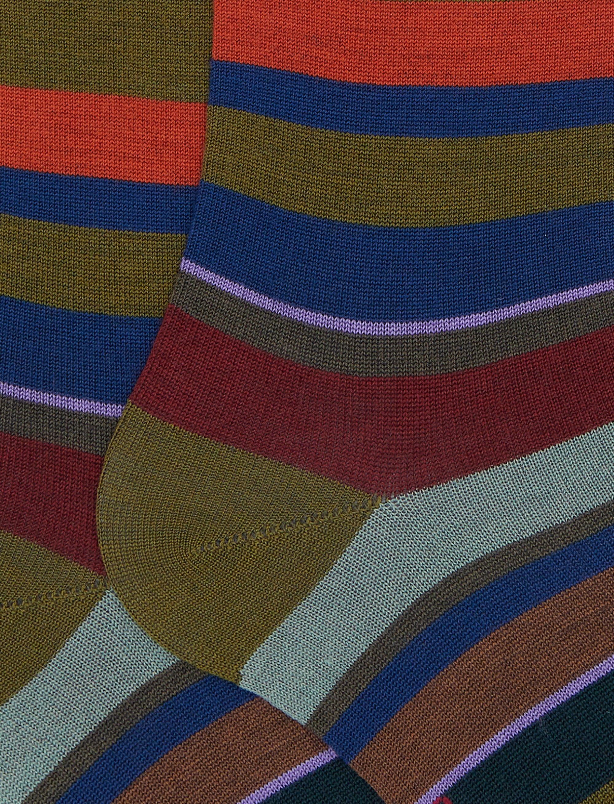Calze lunghe uomo lana verde righe multicolor - Image 2