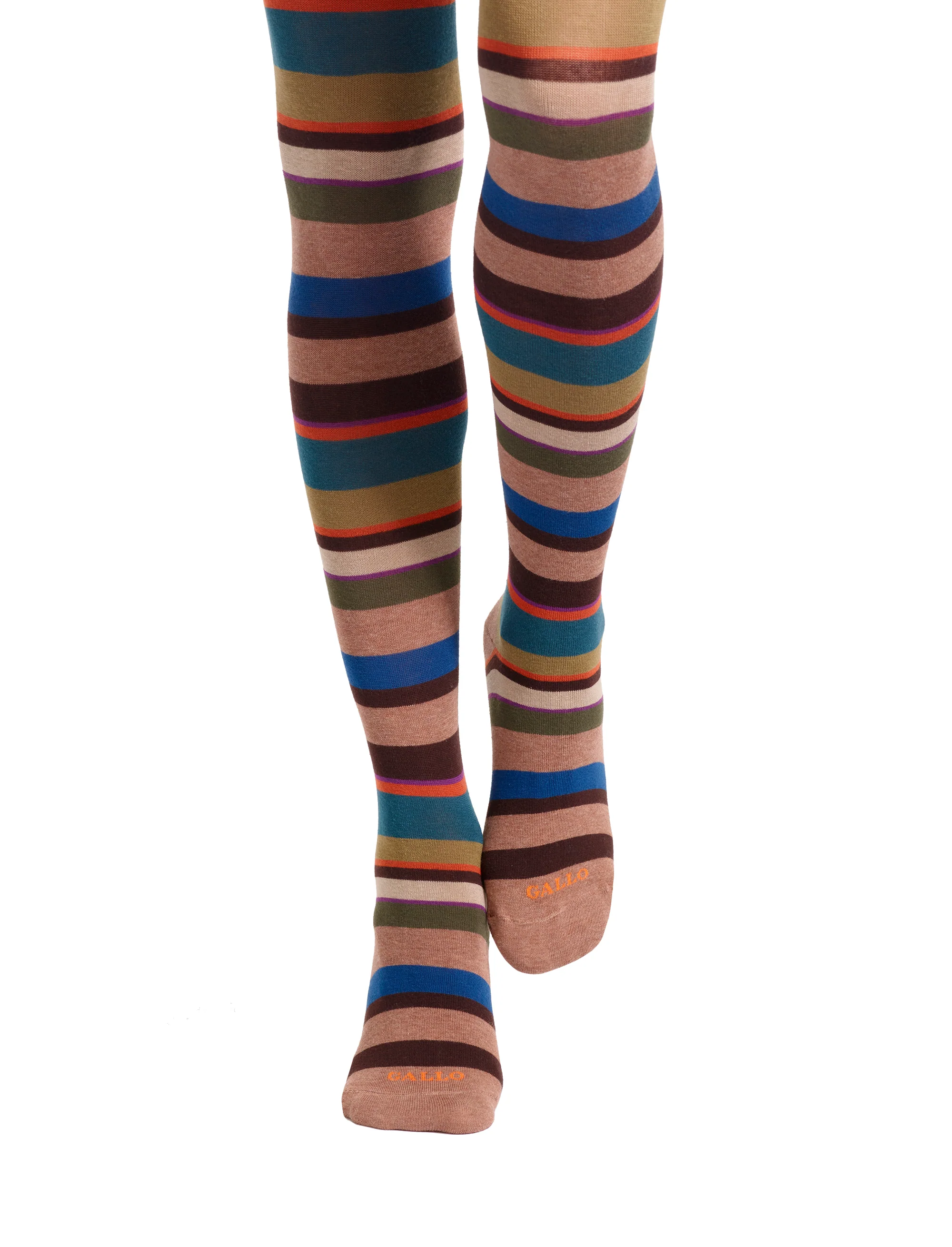 Collant donna cotone beige righe multicolor - Image 2
