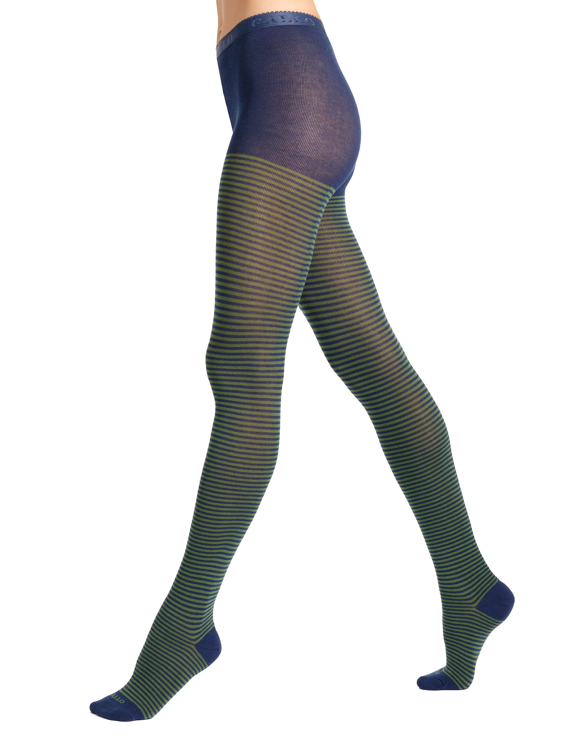Collant donna cotone blu righe windsor