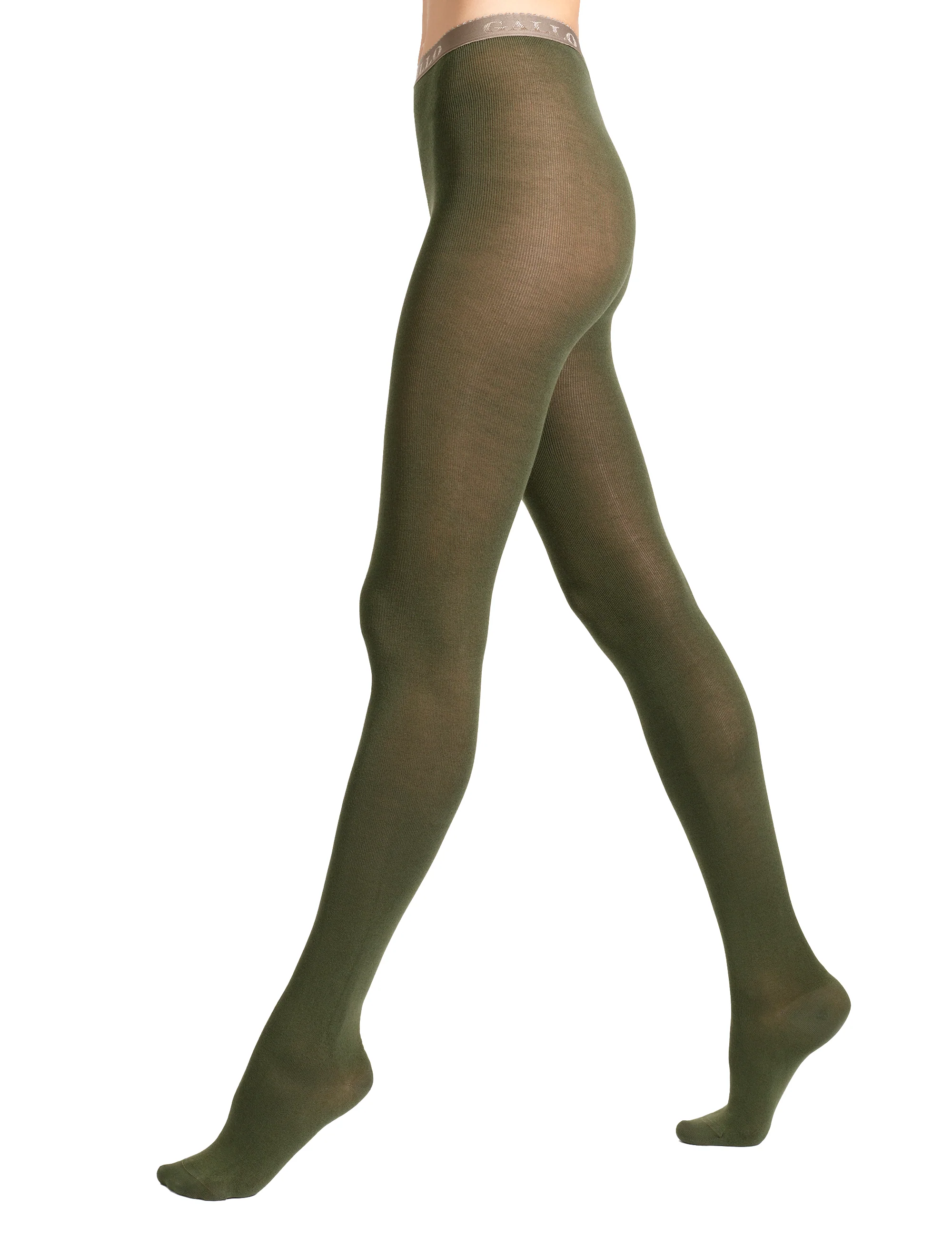 Collant donna cotone verde tinta unita