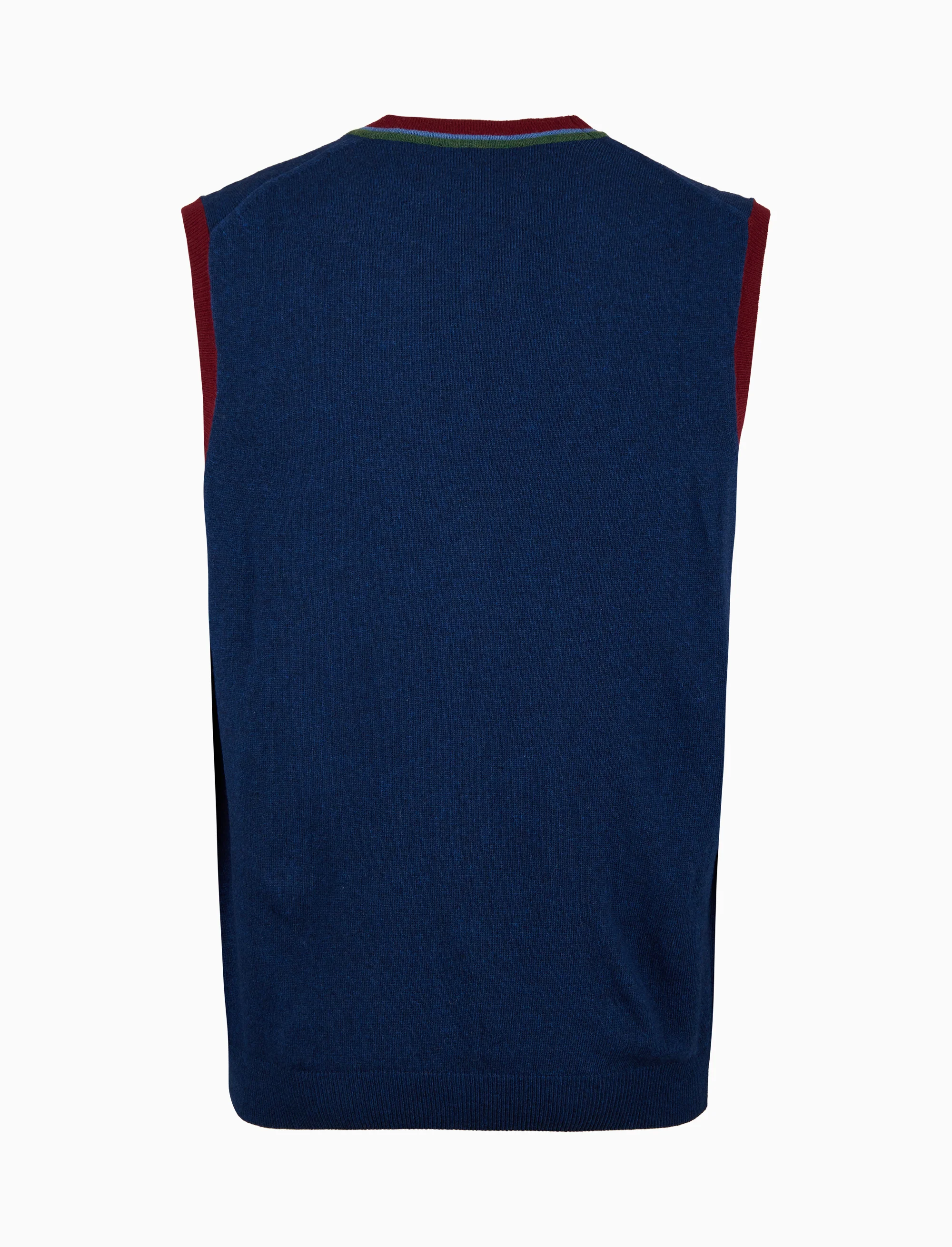 Gilet con bottoni uomo lana, viscosa e cashmere blu tinta unita - Image 2