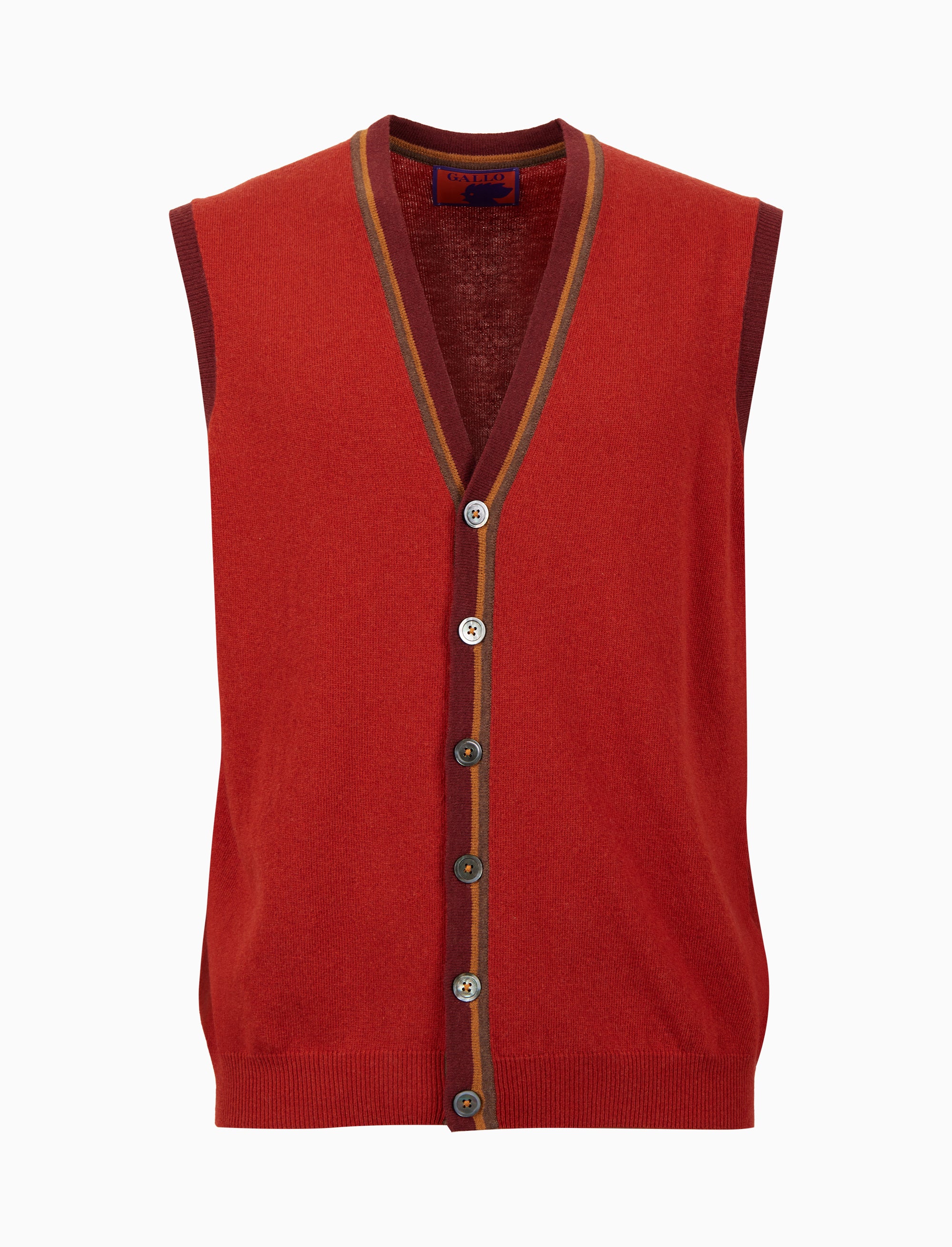 Gilet con bottoni uomo lana, viscosa e cashmere giallo tinta unita