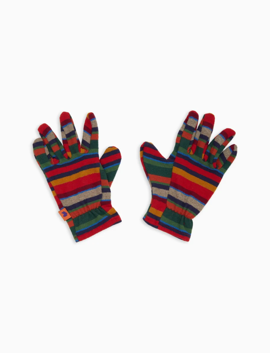 Guanti bambino pile rosso righe multicolor
