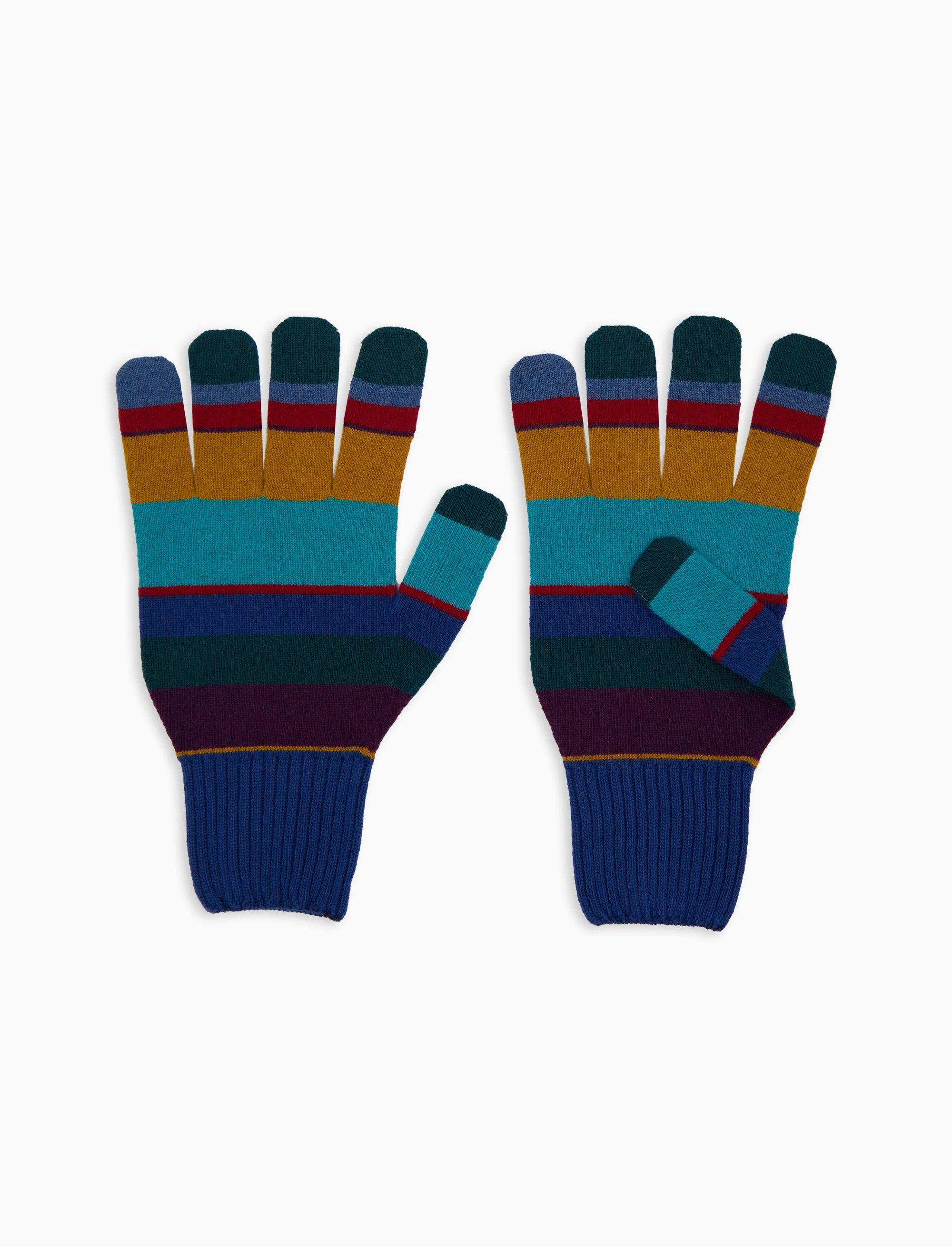 Guanti uomo lana blu righe multicolor