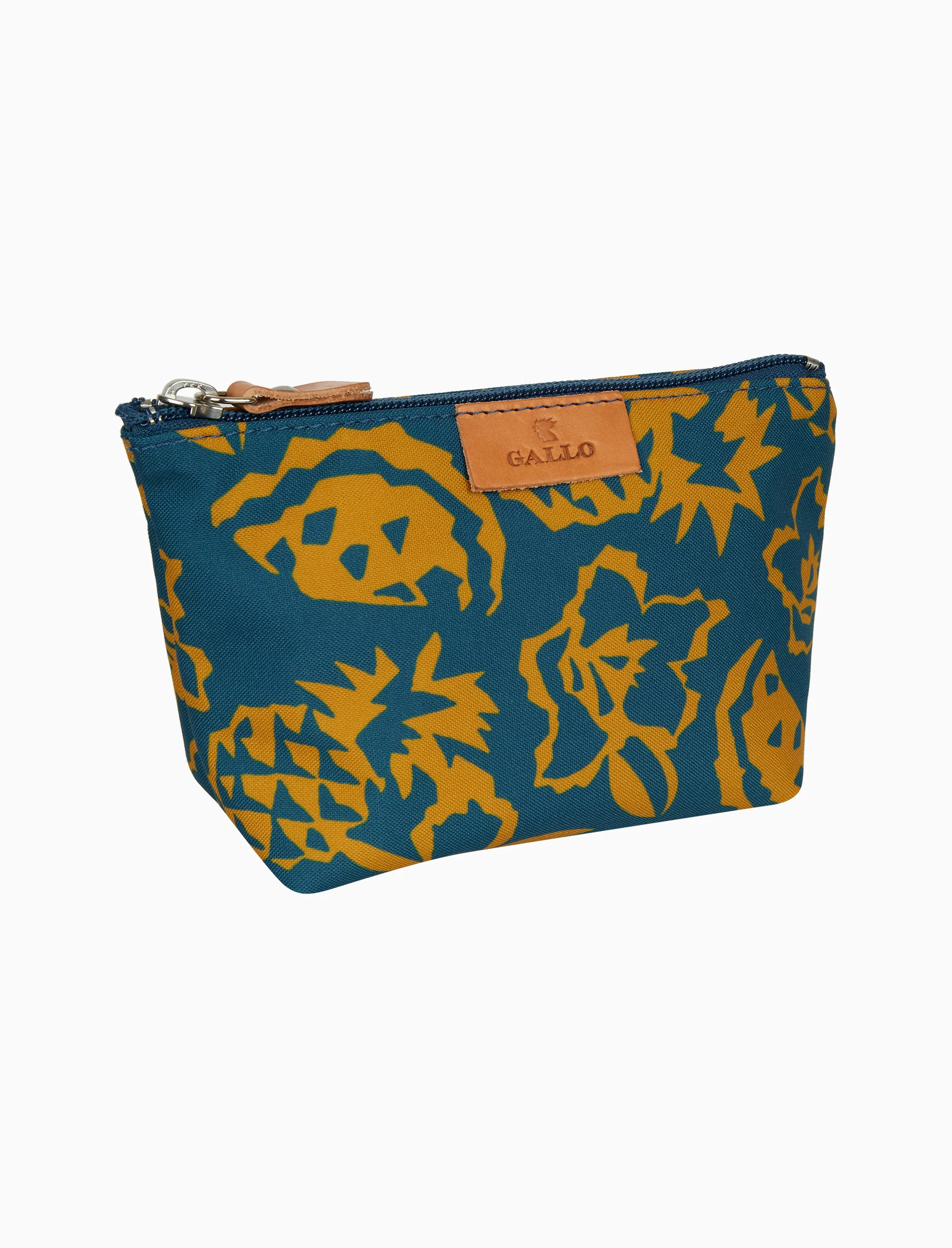 Mini trousse trapezio unisex fantasia fiori ananas e angurie azzurro