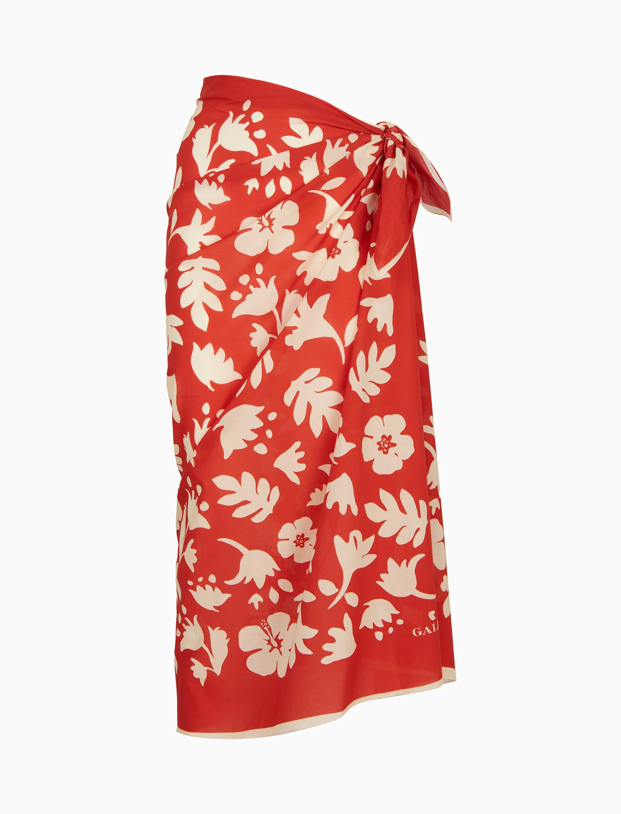 Pareo donna cotone fantasia fiori su fondo rosso - Image 3