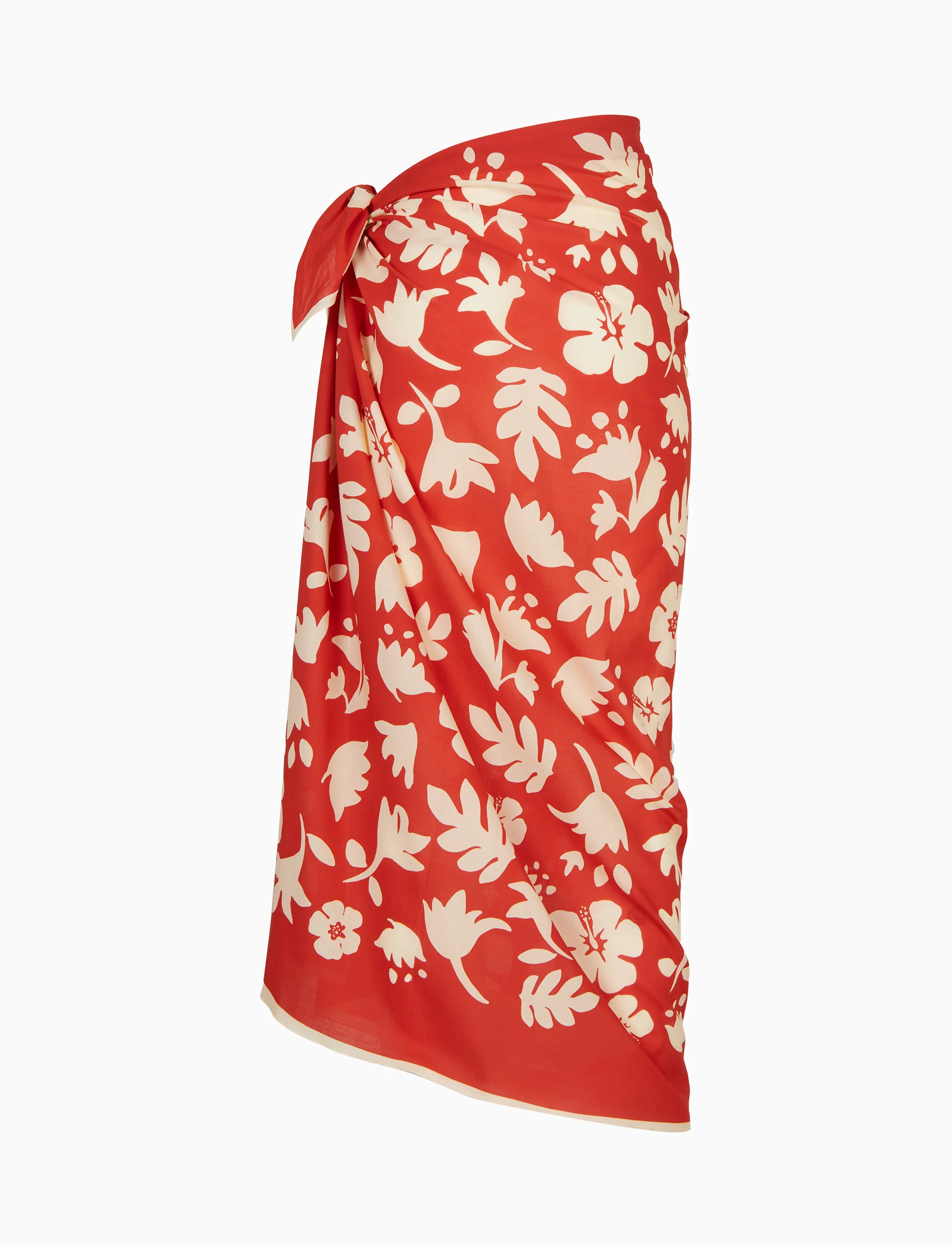 Pareo donna cotone fantasia fiori su fondo rosso - Image 4