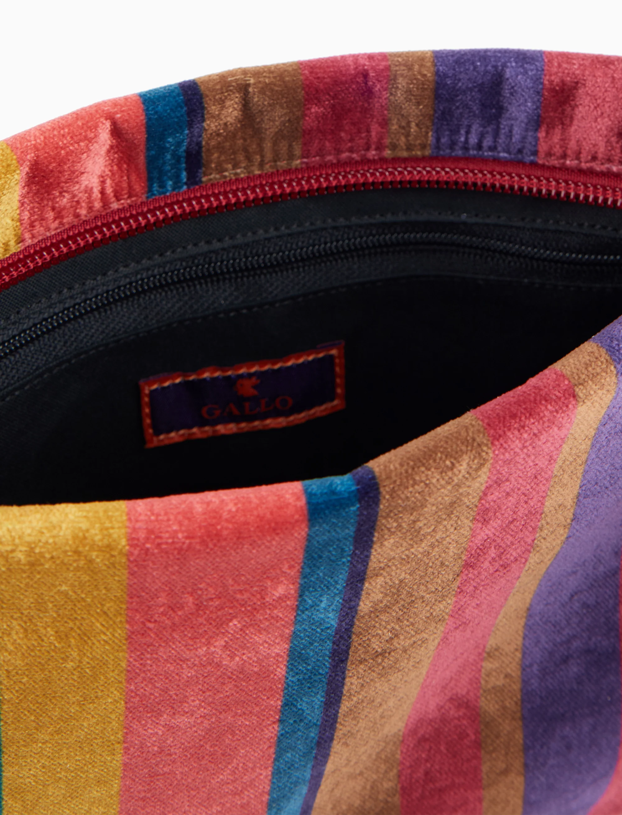 Pochette patta donna velluto bordò righe multicolor - Image 2