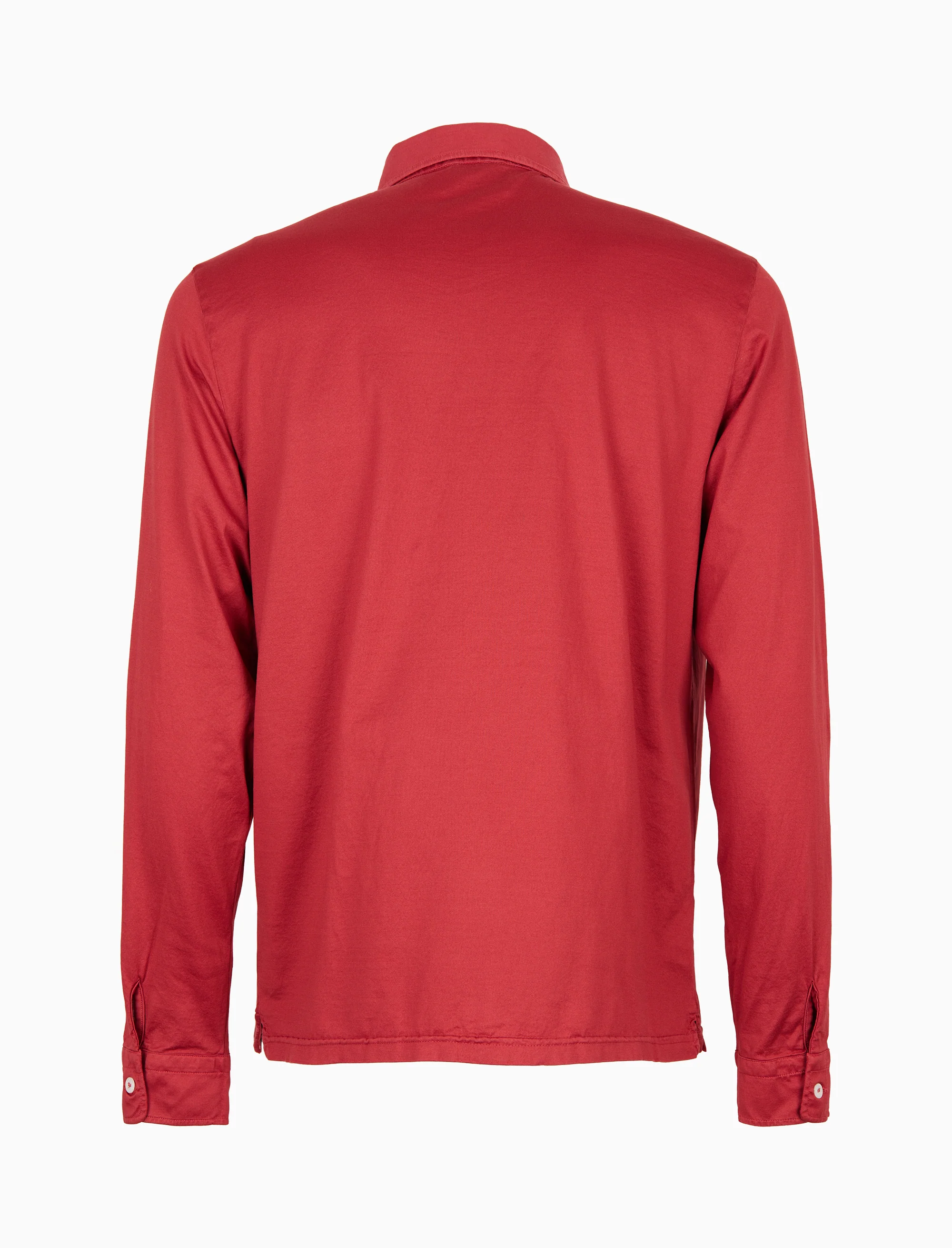 Polo manica lunga uomo cotone tinta unita tinto capo rosso - Image 2