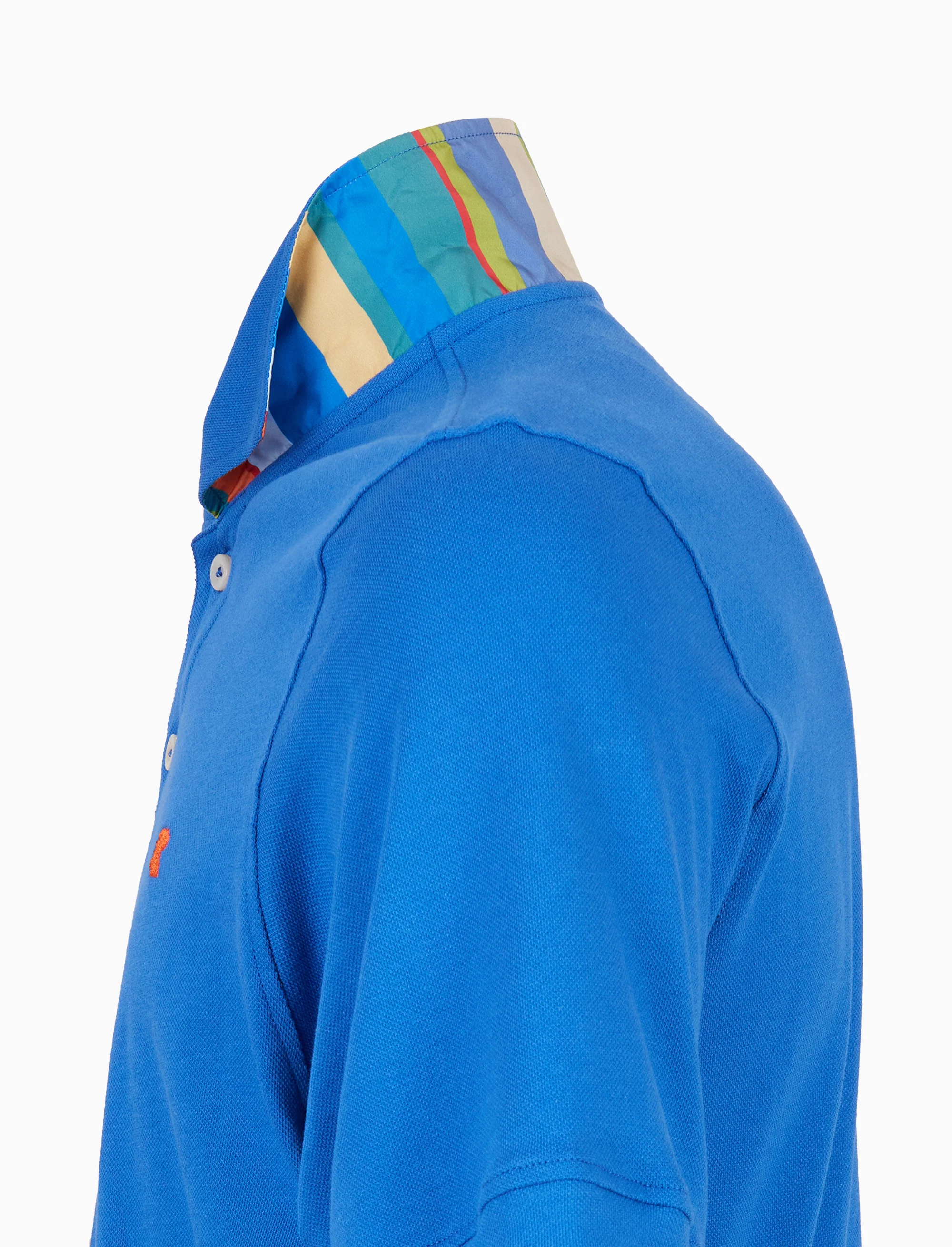 Polo uomo cotone tinta unita con sottocollo multicolor azzurro - Image 6