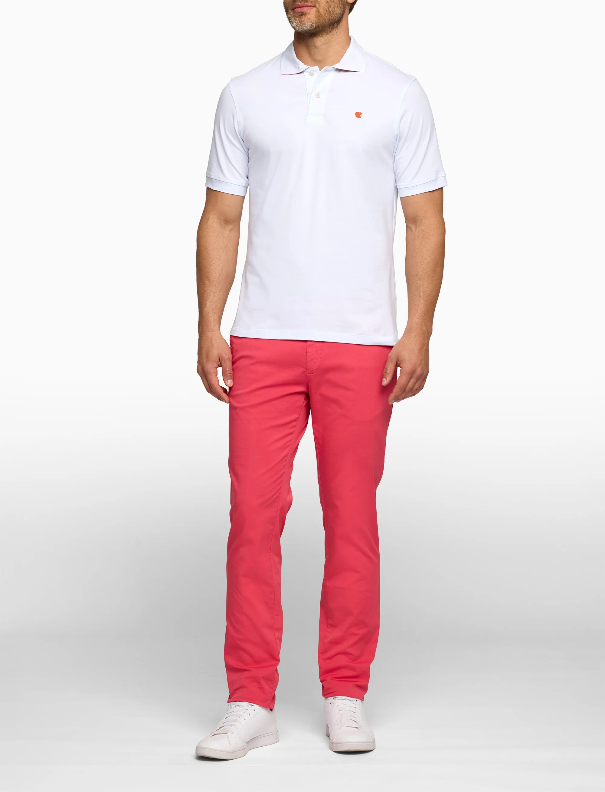 Polo uomo cotone tinta unita con sottocollo multicolor bianco - Image 3
