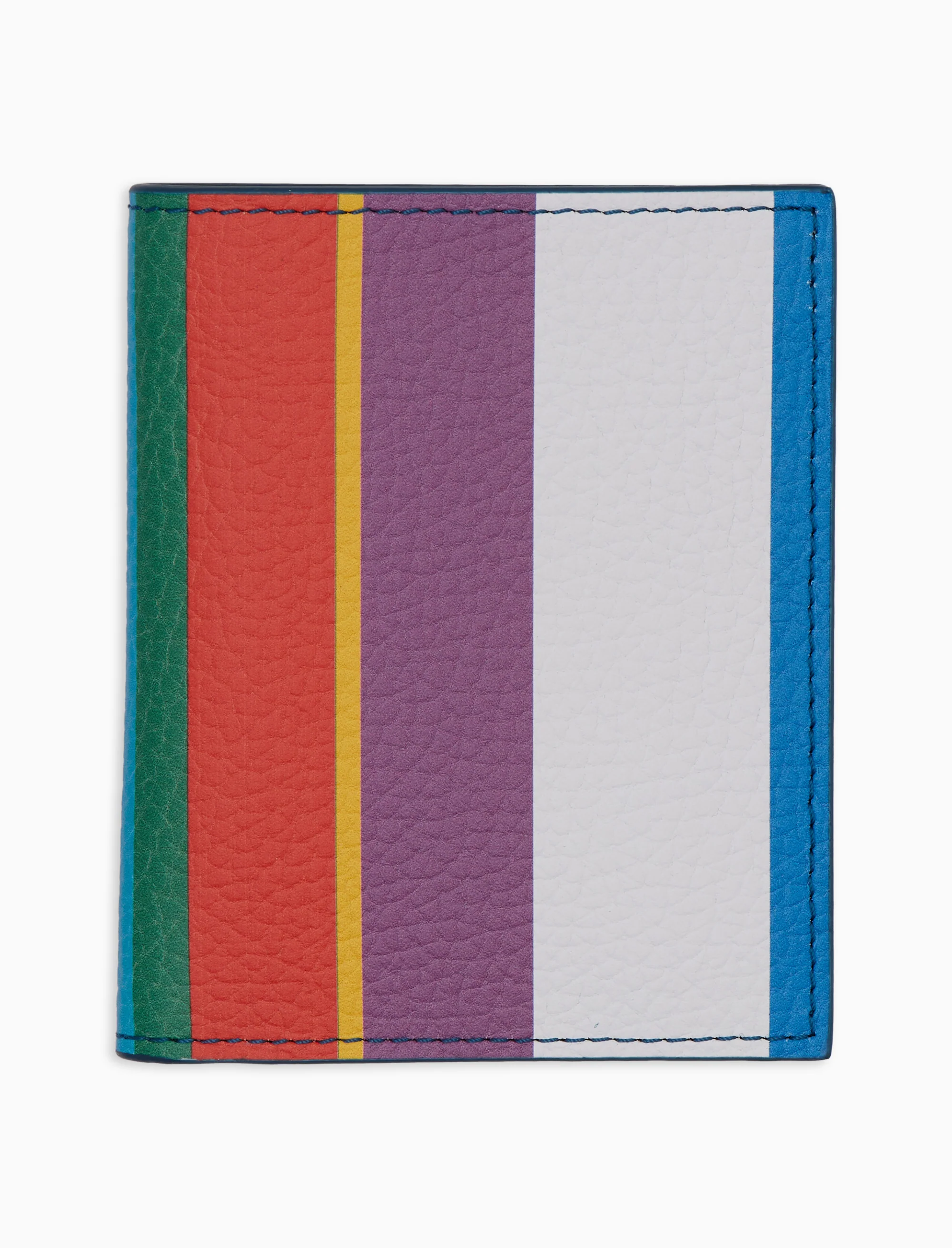 Porta carta di credito unisex in pelle martellata righe multicolor bianco