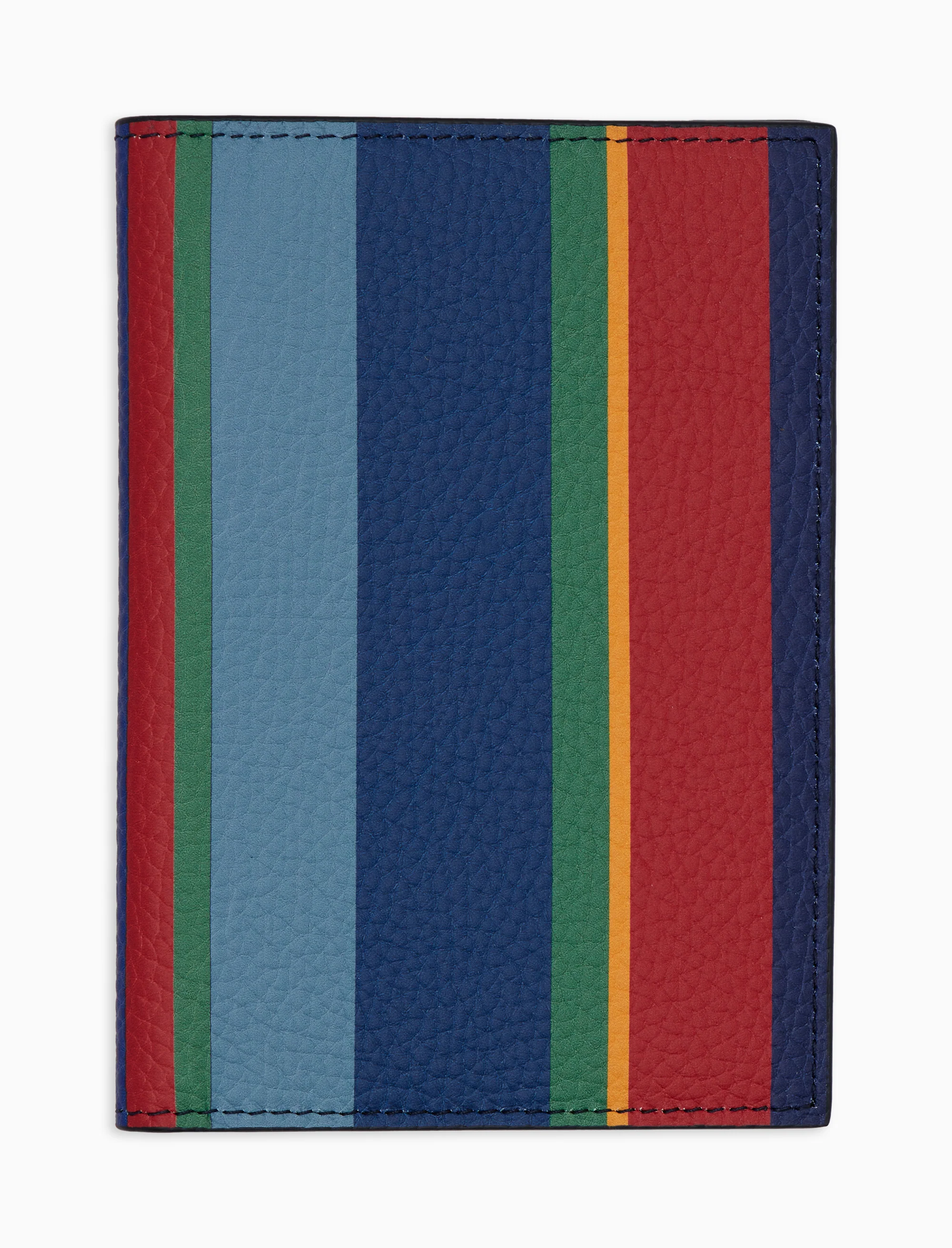 Porta passaporto unisex in pelle martellata righe multicolor blu