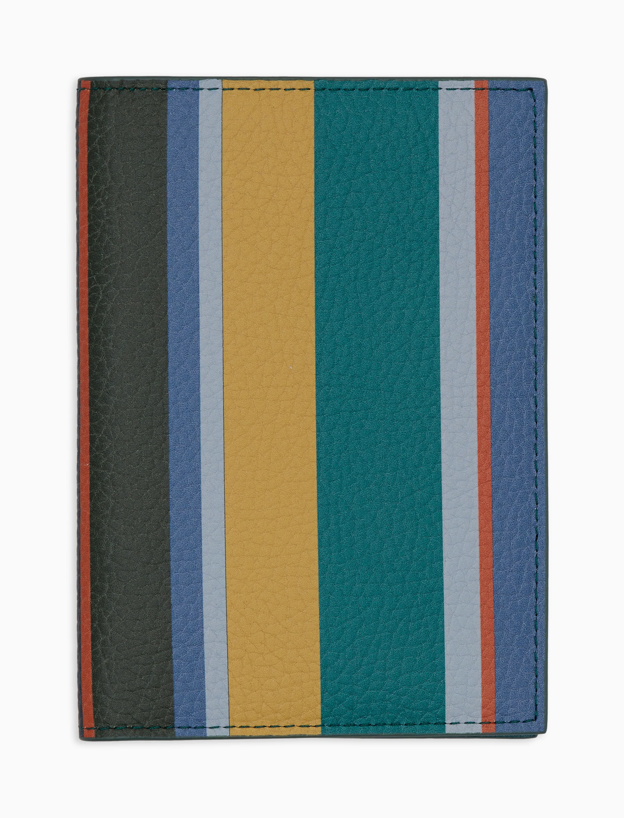 Porta passaporto unisex in pelle martellata righe multicolor verde